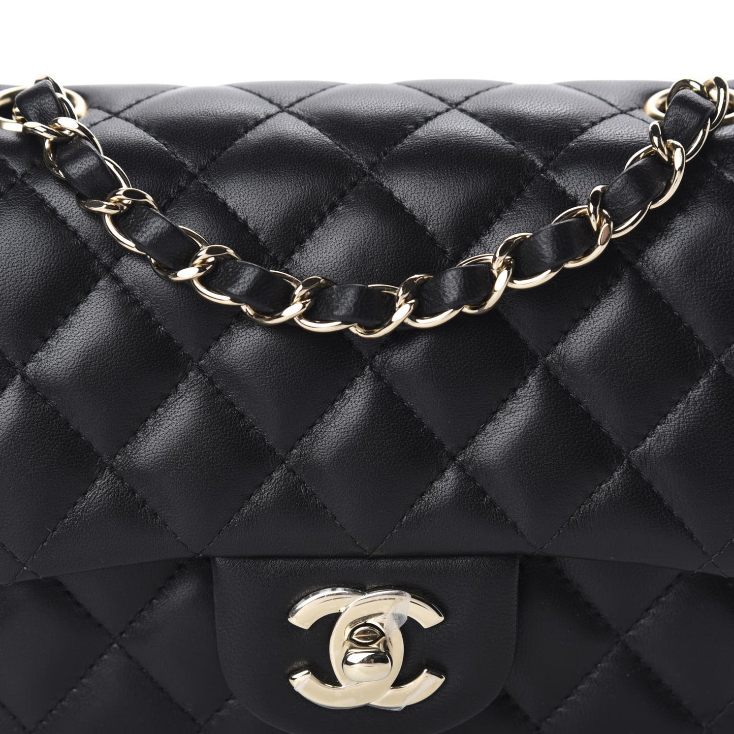 Lambskin Quilted Mini Square Flap Black
