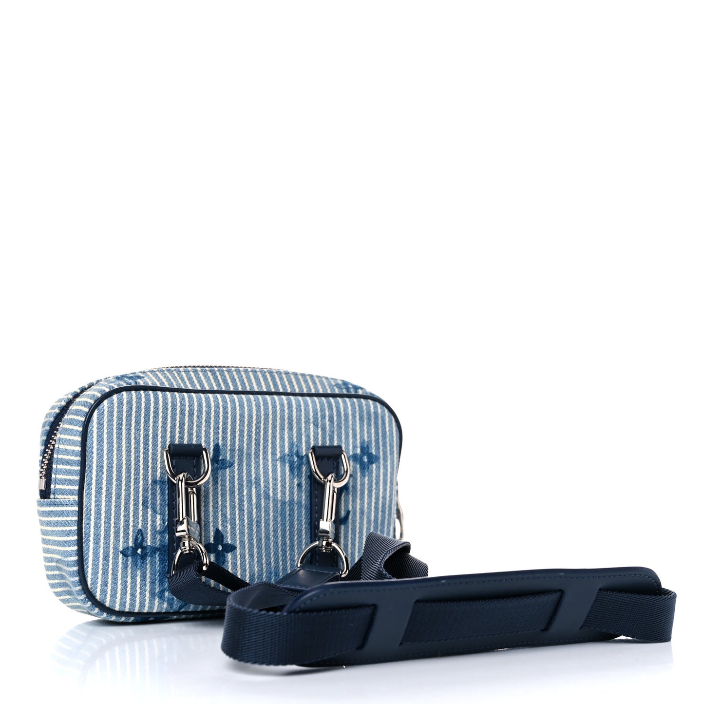 Hickory Stripes Denim Monogram Watercolor Outdoor Pouch Blue