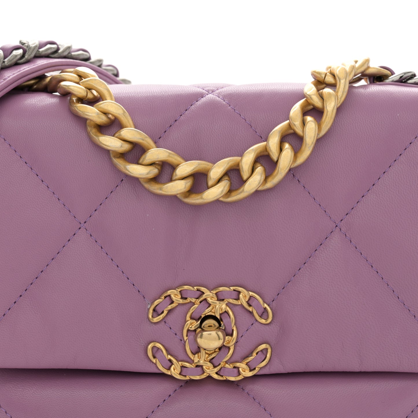 Goatskin Quilted Medium Chanel 19 Flap Purple