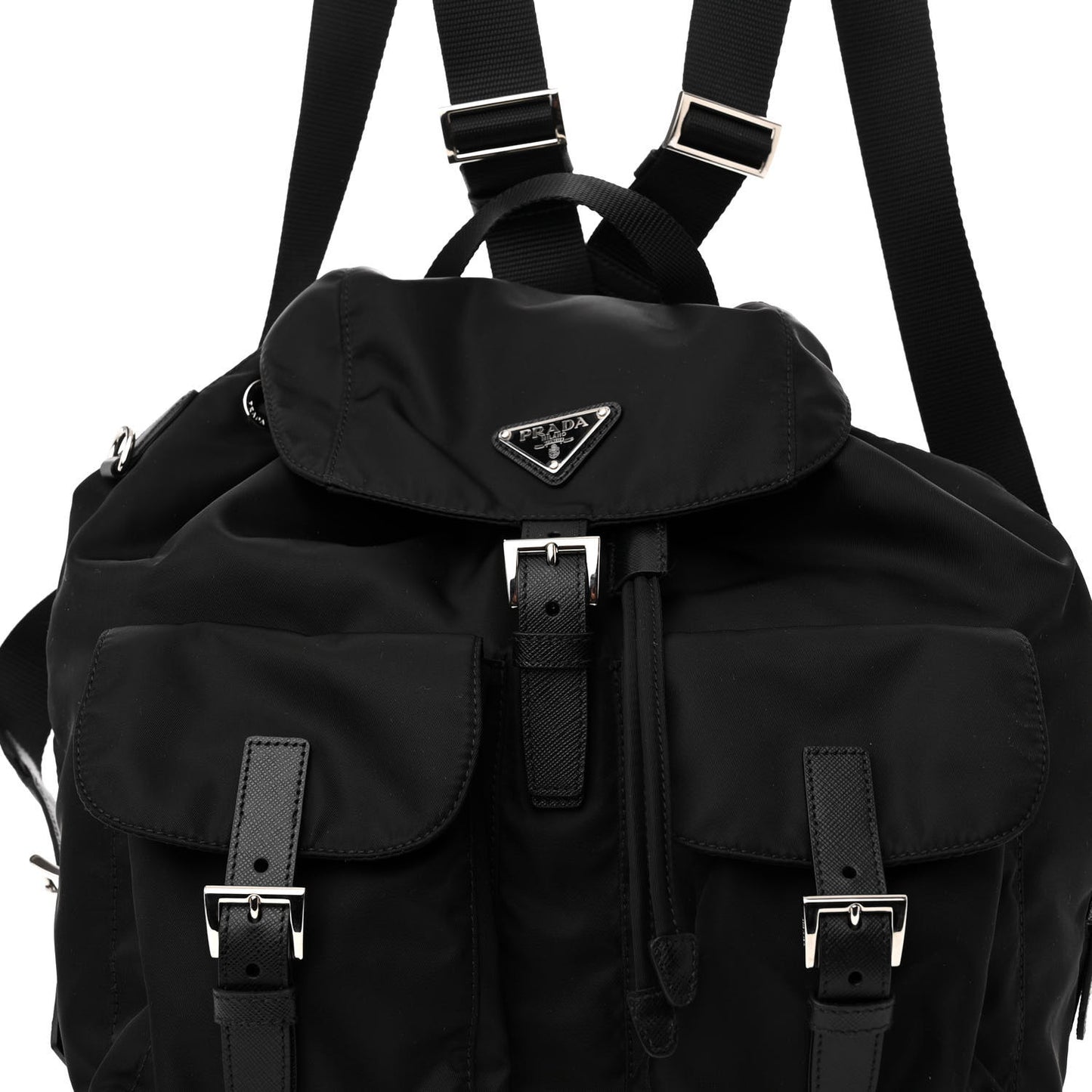Re-Nylon Saffiano Medium Backpack Black