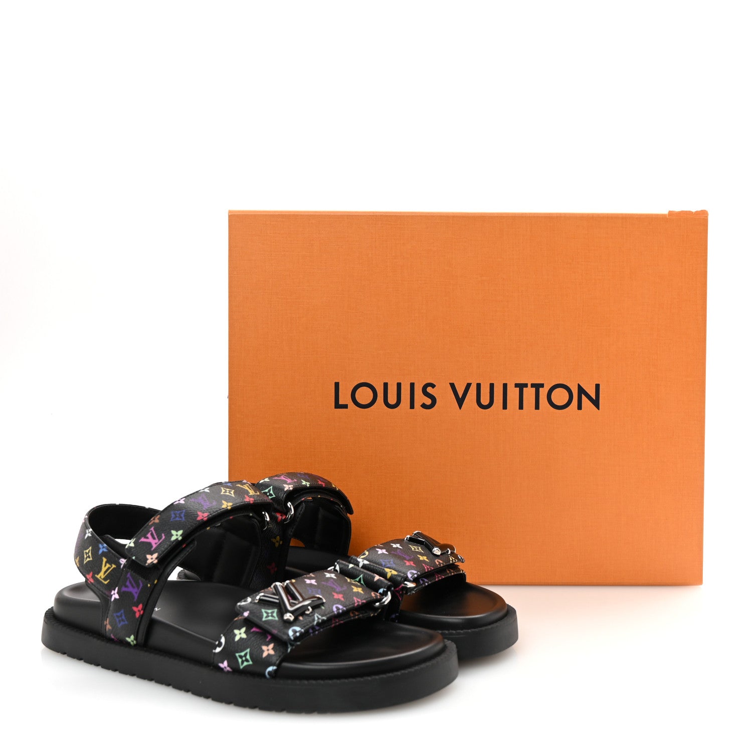 Louis Vuitton LV X TM Monogram Multicolor Sunset Flat Sandals 37.5 Black 10 of 10