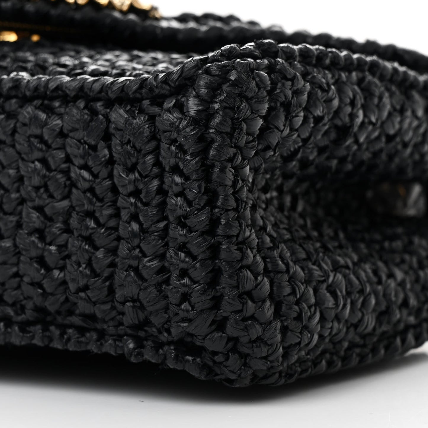 Raffia Woven Devotion Envelope Shoulder Bag Black