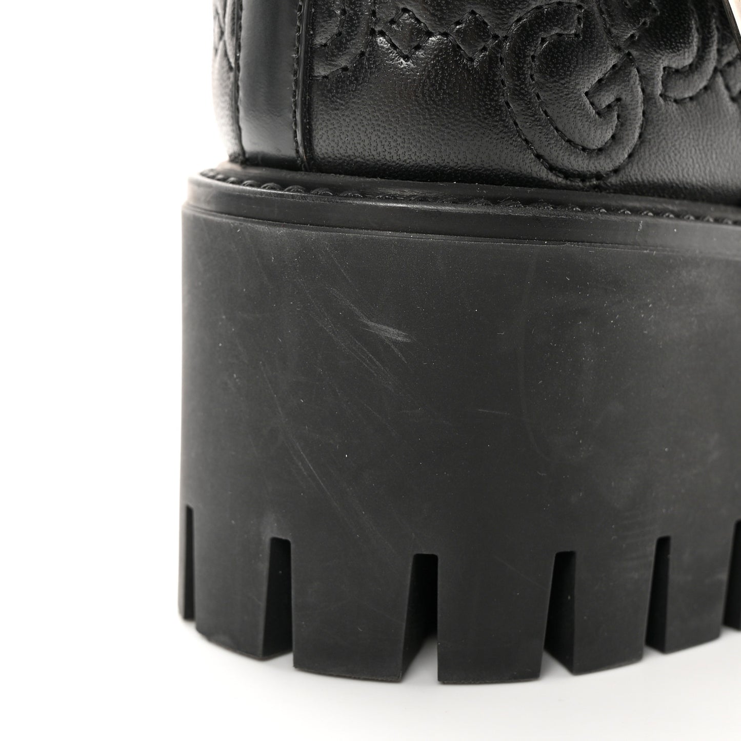 Cordovan Lux Nappa GG Matelasse 60mm Knee High Boots 37.5 Black
