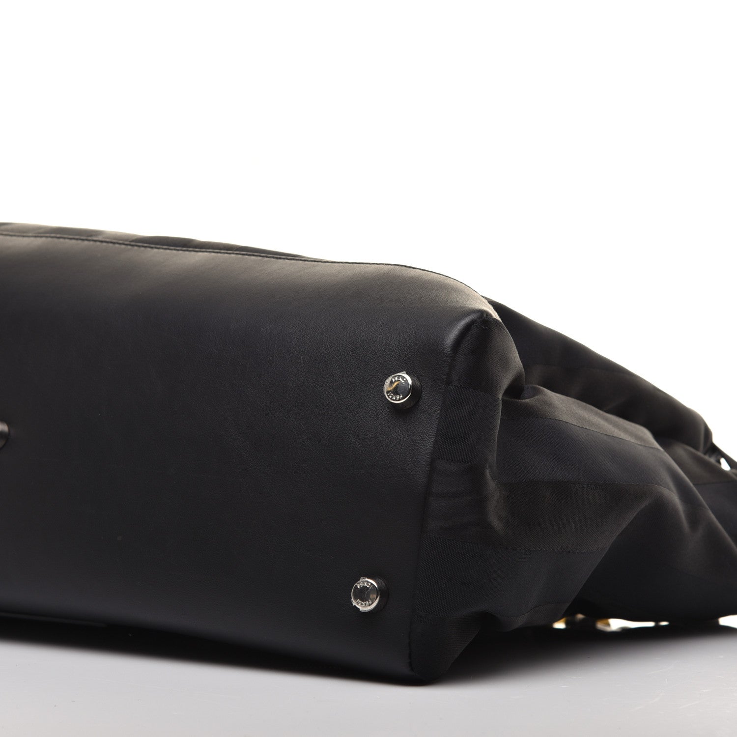 Fendi Recycled Nylon Vitello Grace Light Pequin Logo Medium Peekaboo Iconic Satchel Black Sunflower 8 of 8