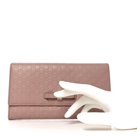 Microguccissima Bow Continental Wallet Soft Pink