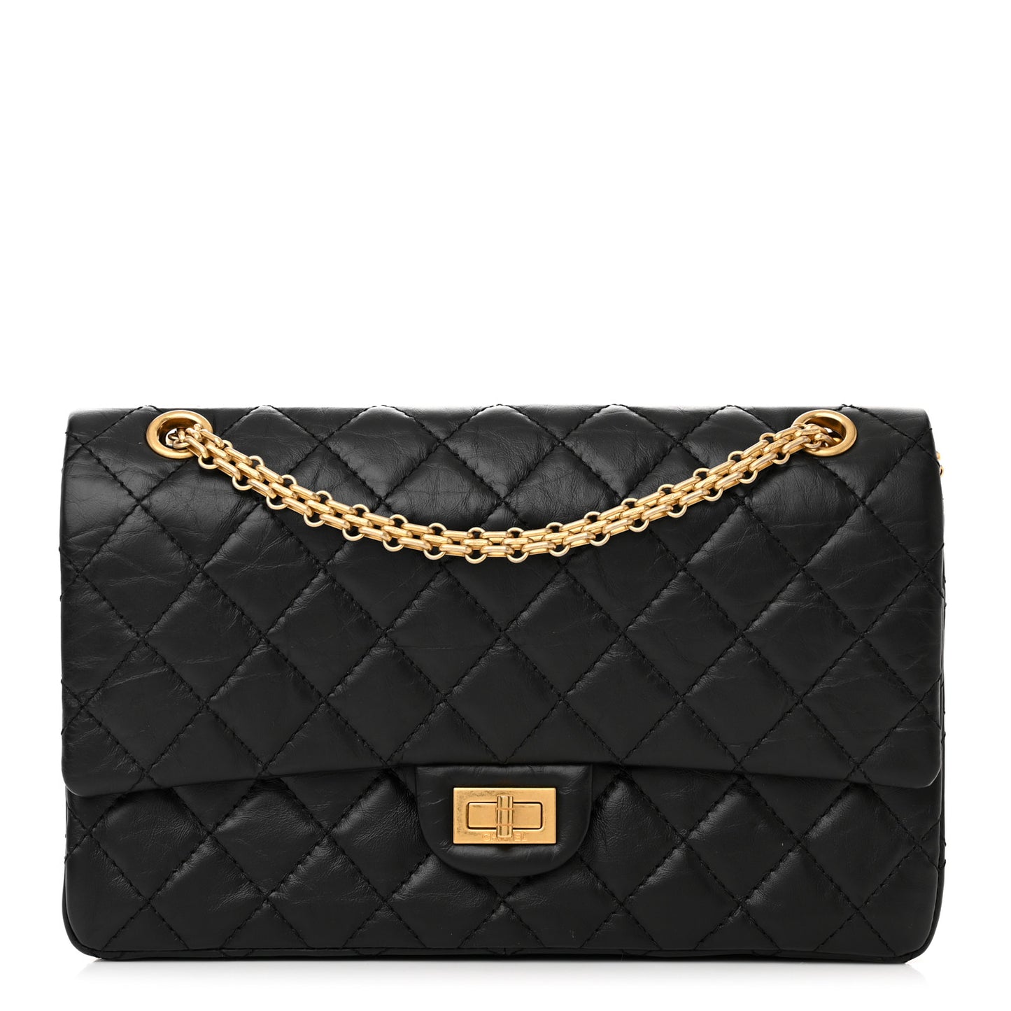 Aged Calfskin Quilted 2.55 Reissue 226 Flap Black