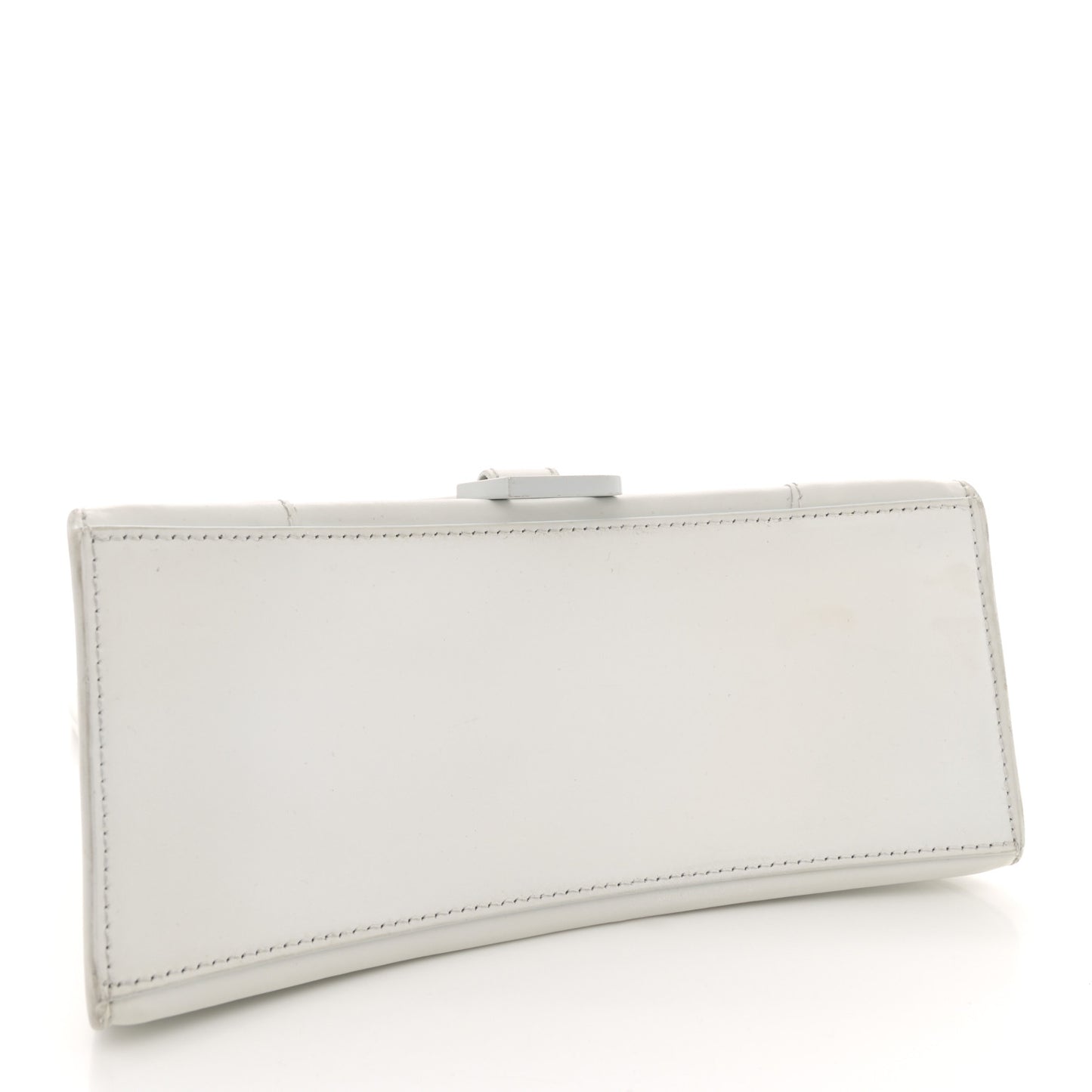 Shiny Box Calfskin Tonal B Small Hourglass Top Handle Bag White