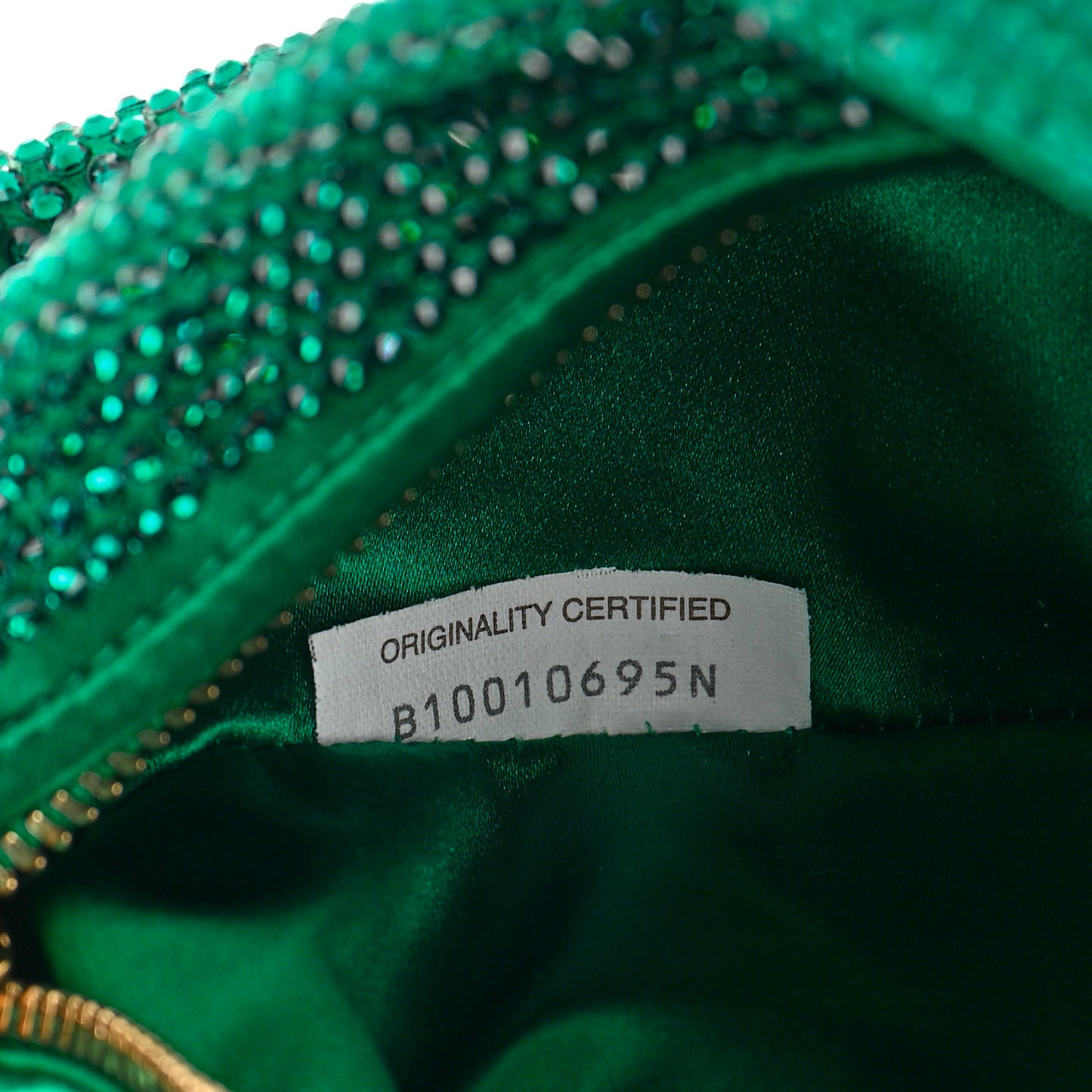 Crystal Embellished Satin Mini Hotfix Jodie Emerald