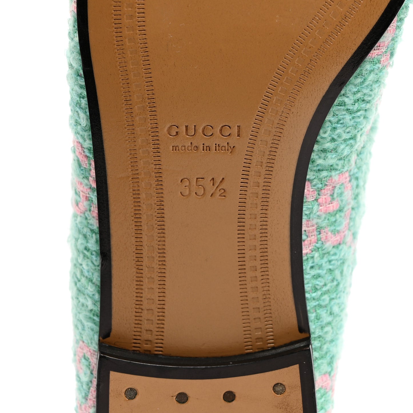 Tweed GG Monogram Horsebit Womens Jordaan Loafers 35.5 Blue Pink