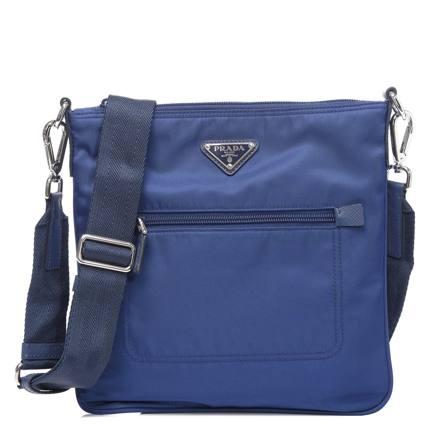 Tessuto Nylon Saffiano Flat Messenger Bag Bluette