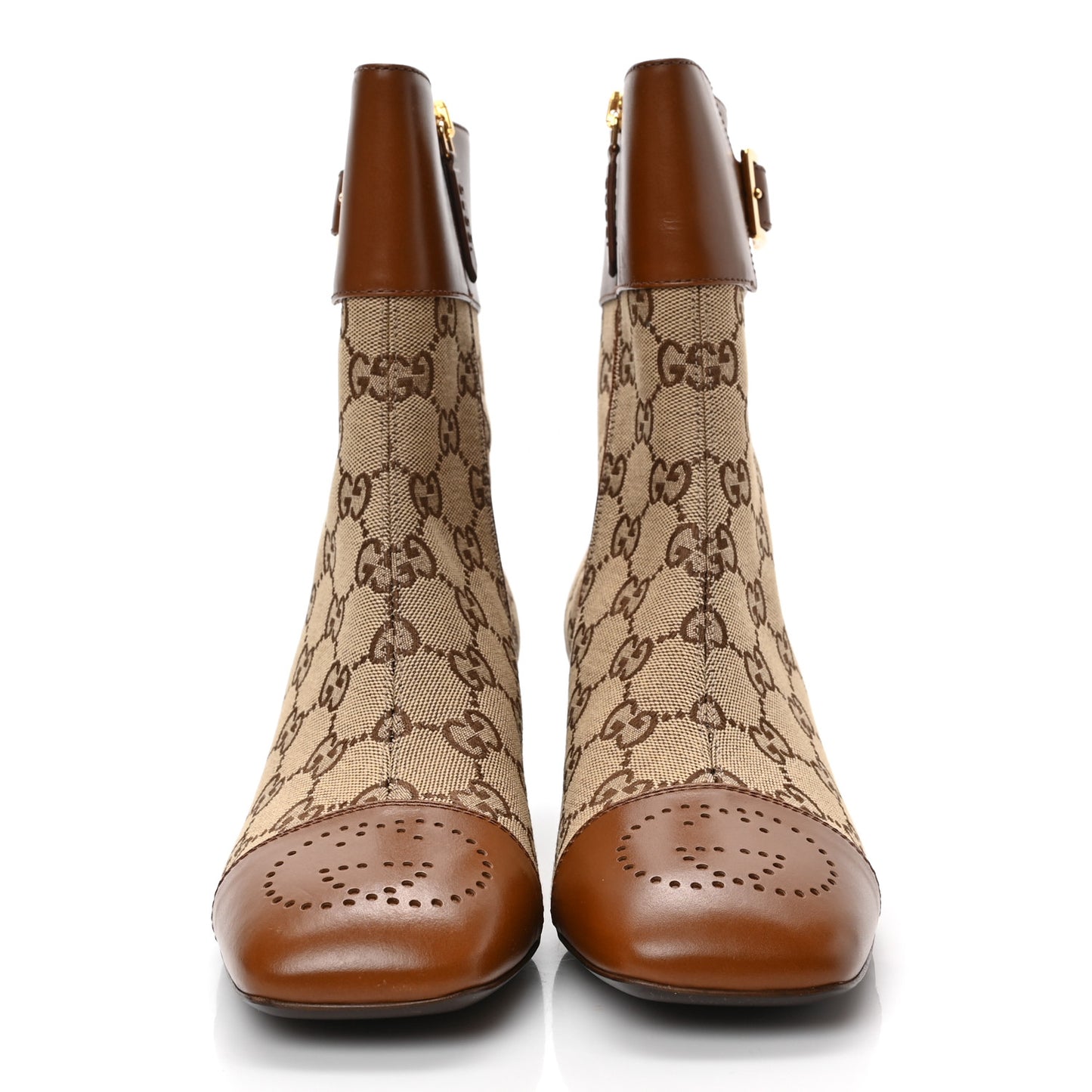 Monogram Cordovan Lux GG Ankle Boots 37 Beige Cuir