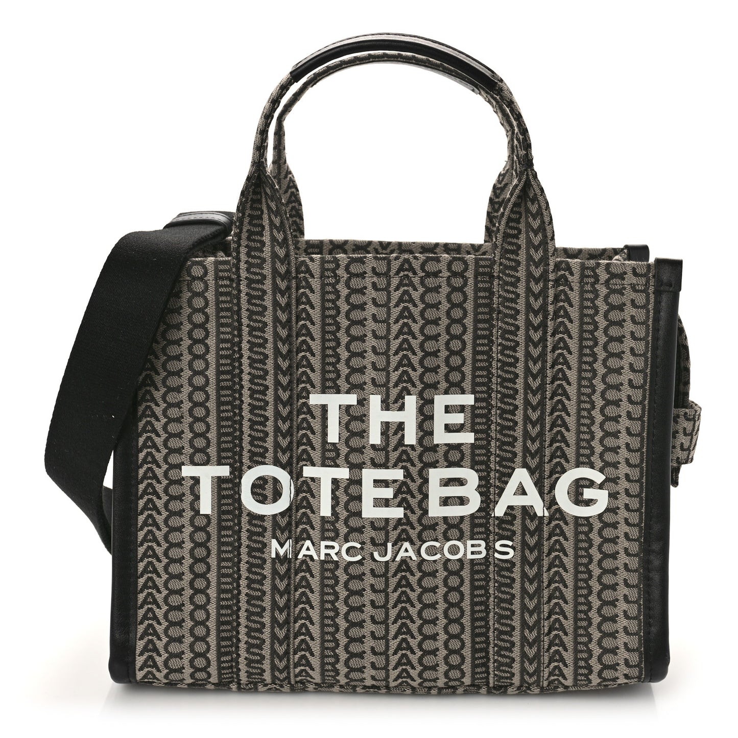 Cotton Jacquard Monogram Medium The Traveler Tote Bag Beige Multicolor
