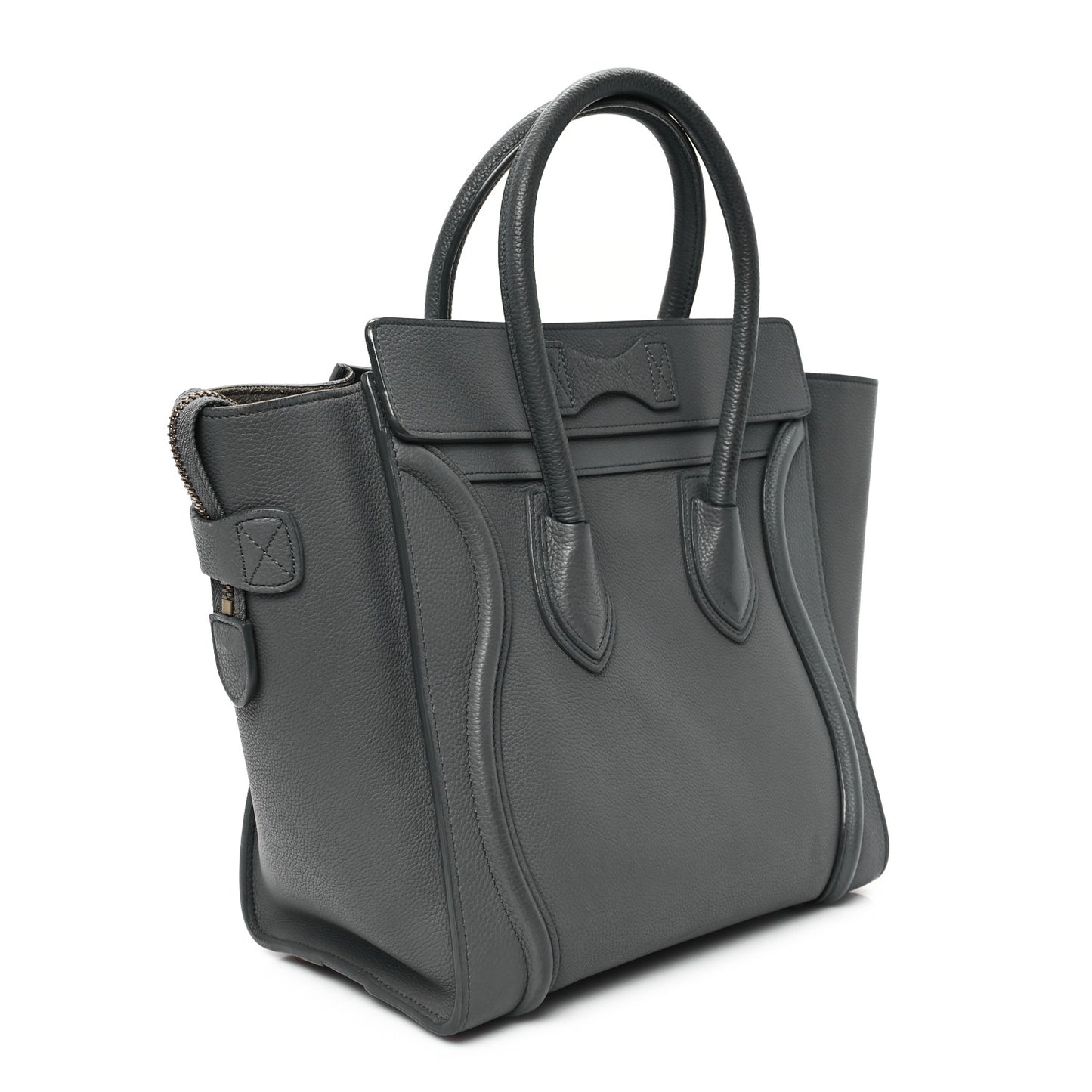 Drummed Calfskin Micro Luggage Kohl