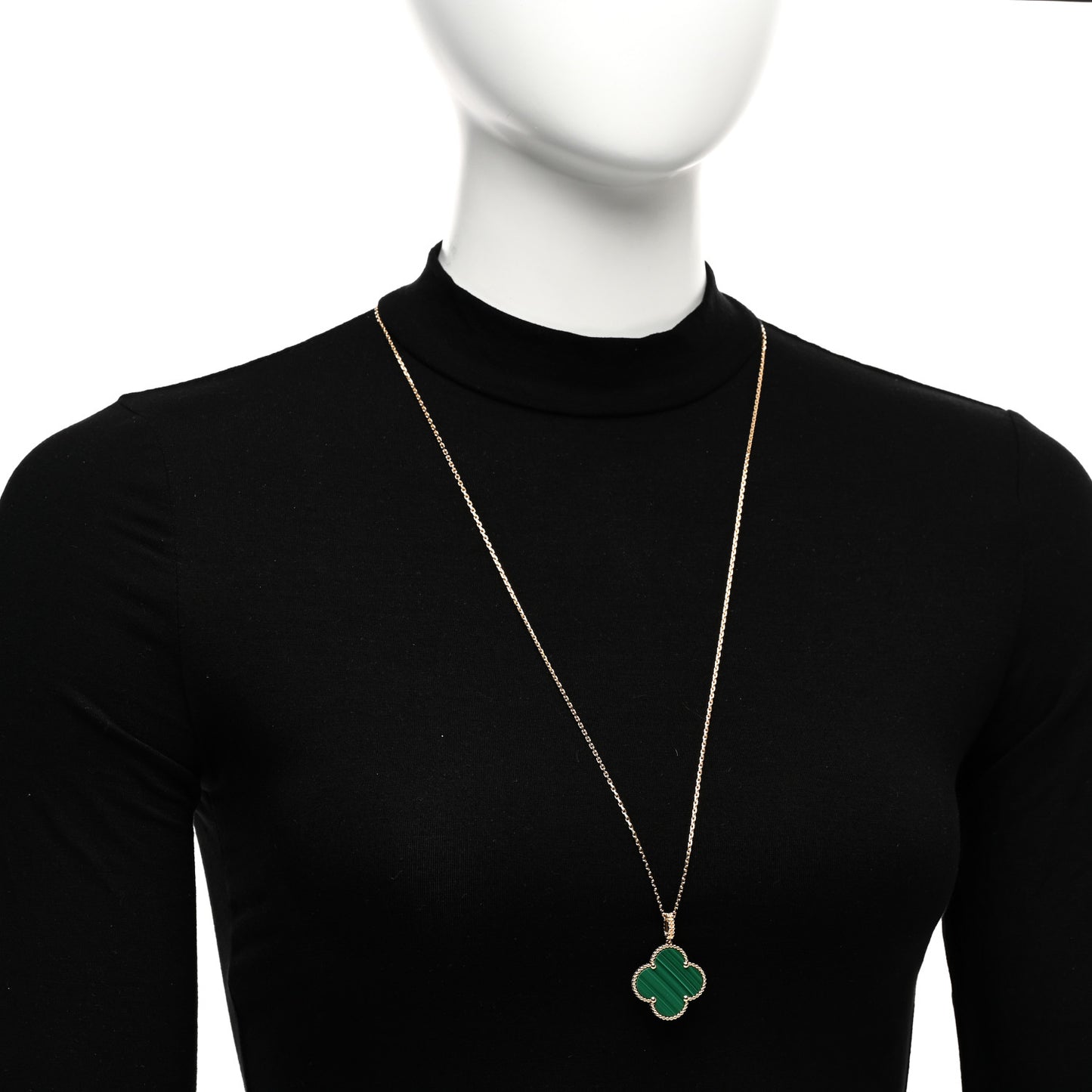 18K Yellow Gold Malachite Magic Alhambra Pendant Necklace