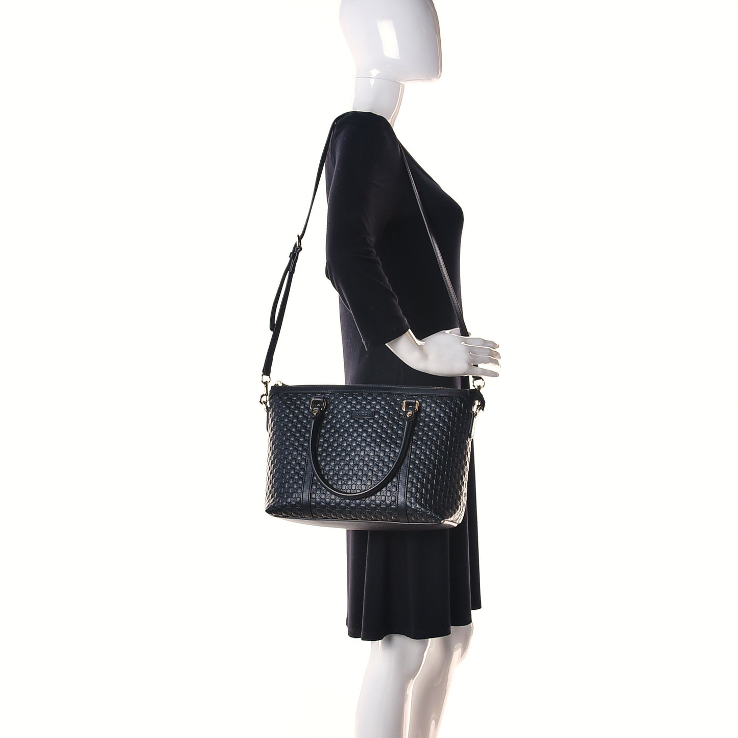 Soft Microguccissima Small Zippered Satchel Black
