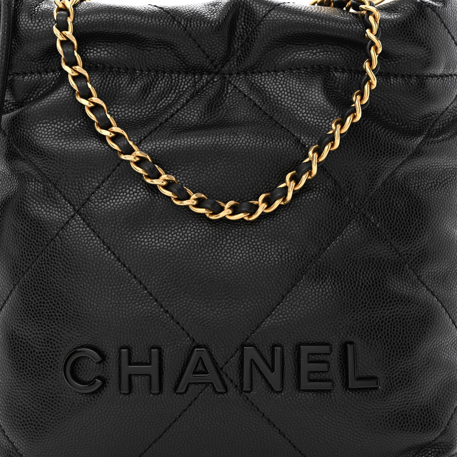 Chanel Shiny Caviar Quilted Monochrome Mini Chanel 22 Black 8 of 11