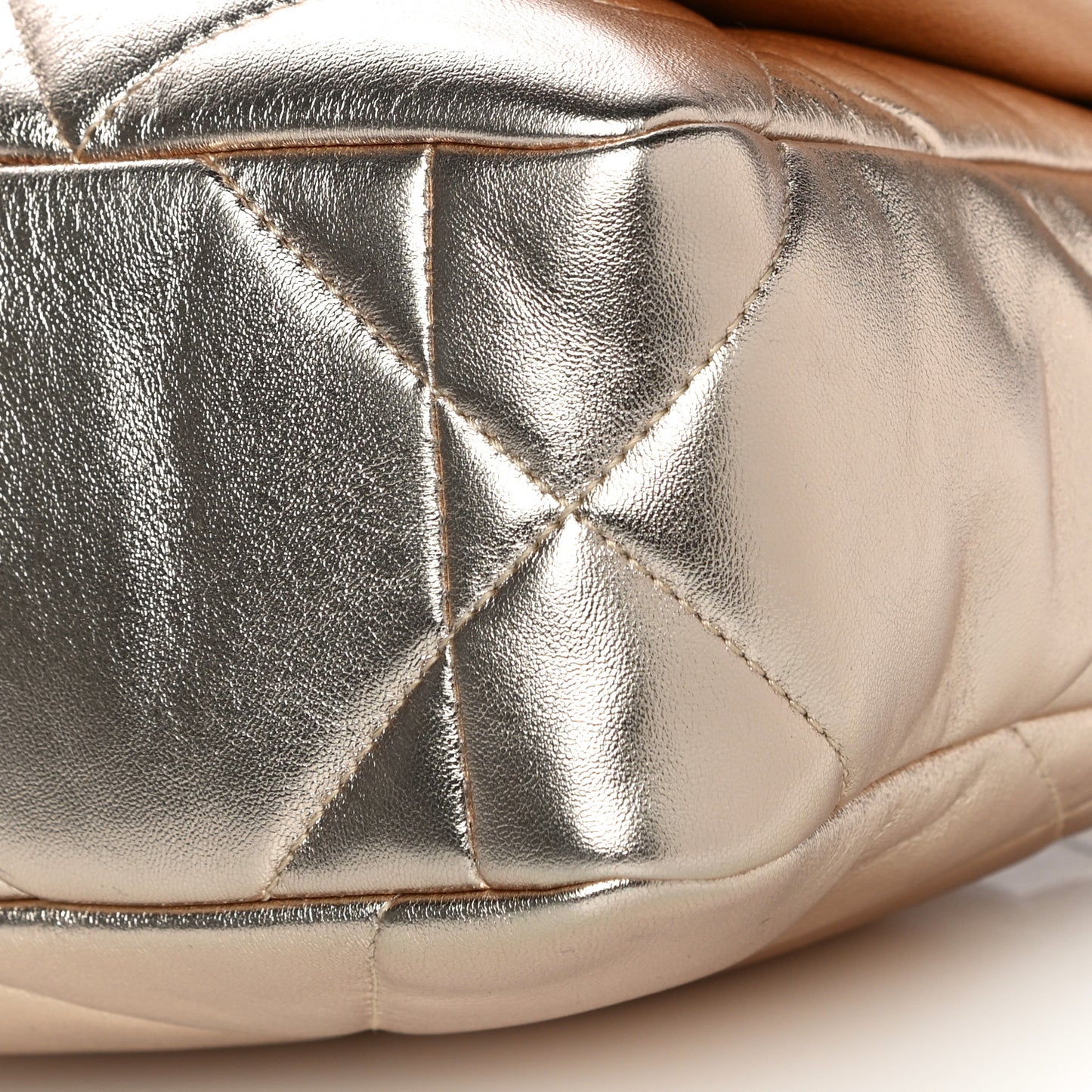 Metallic Lambskin Quilted Medium Chanel 19 Flap Gold