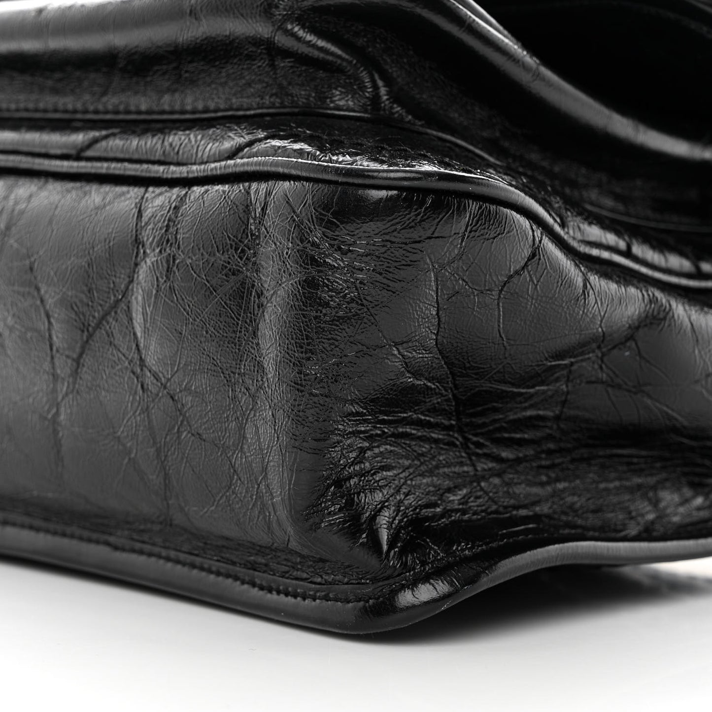 Crinkled Calfskin Matelasse Monogram Medium Niki Chain Satchel Black