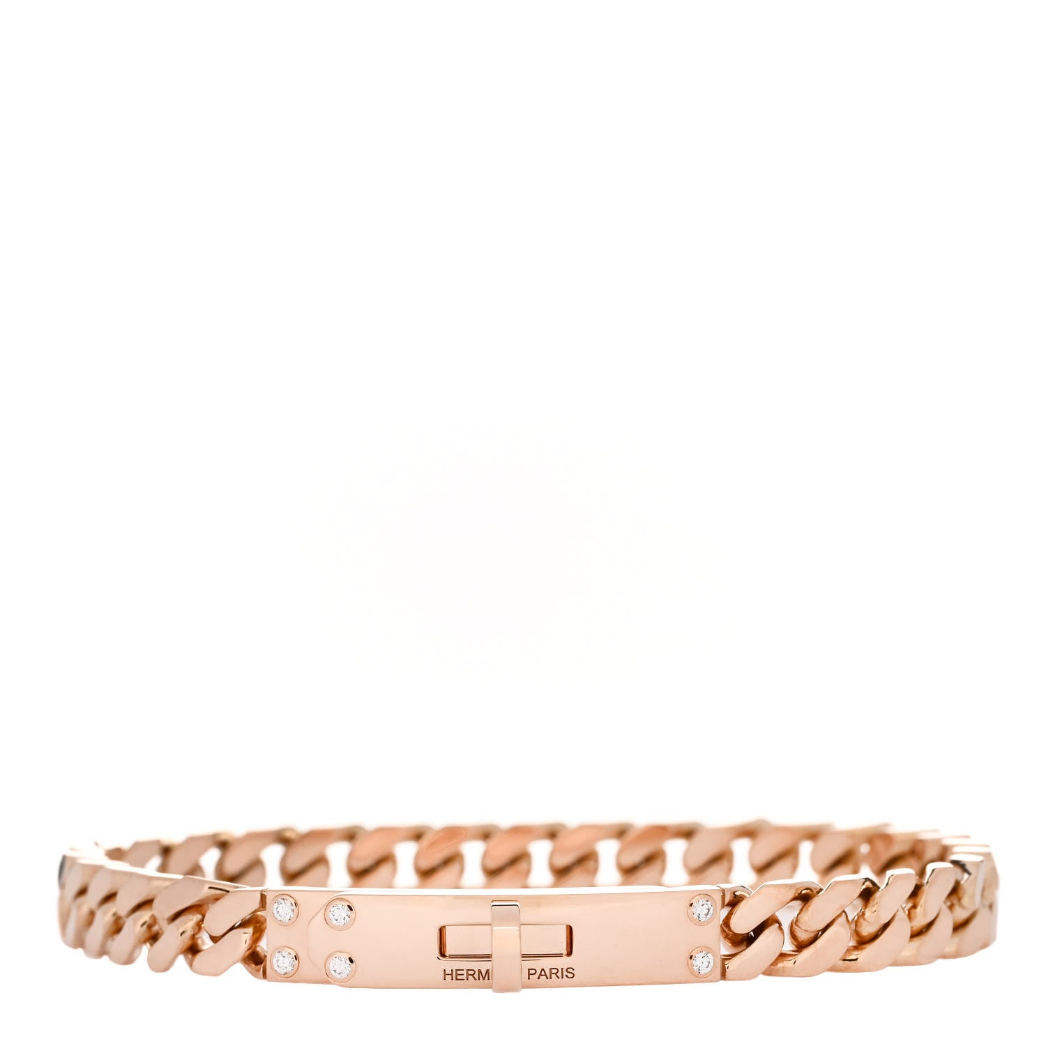 Hermes 18K Rose Gold Diamond PM Kelly Chaine Bracelet ST 1 of 4