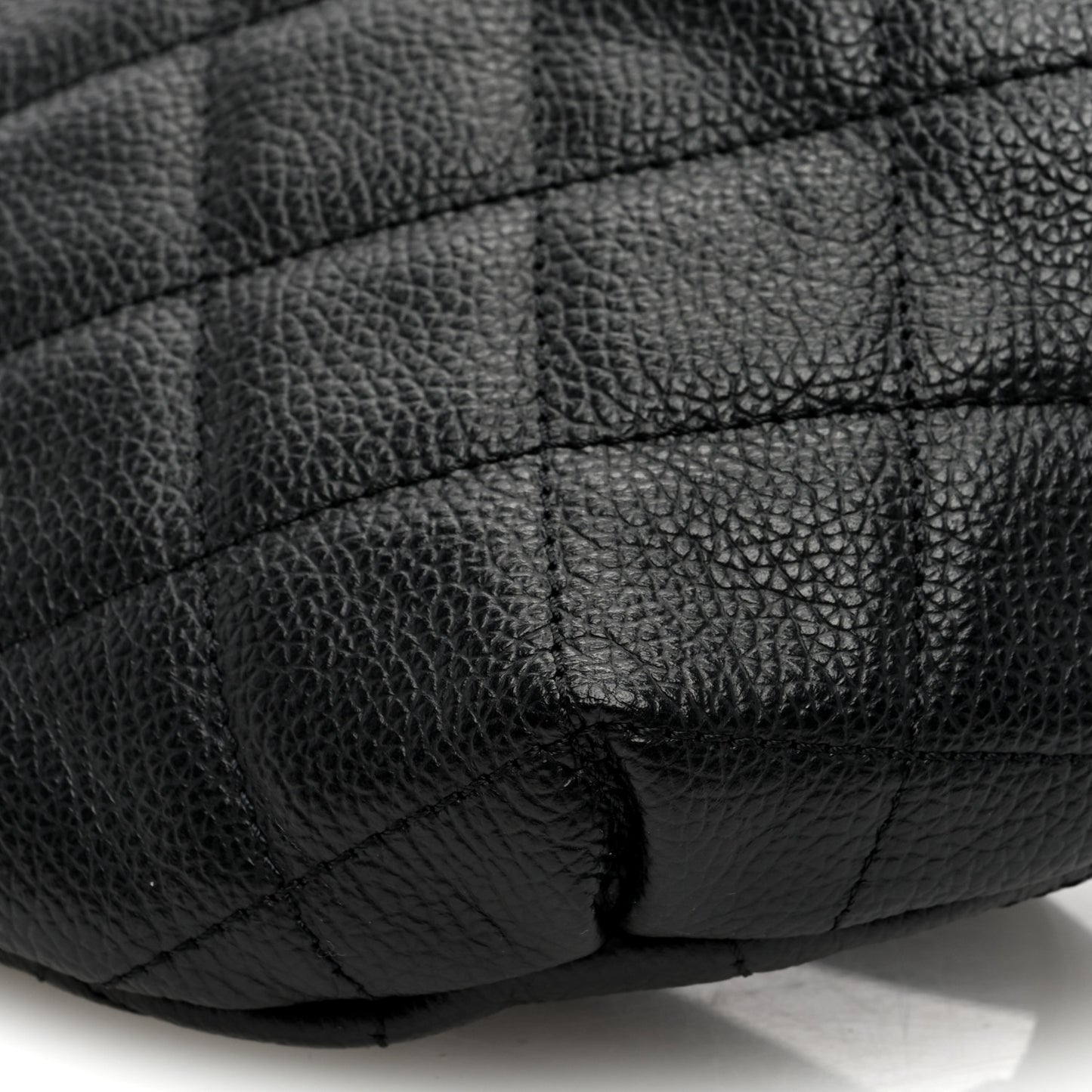 Grained Calfskin Quilted Waist Belt Bag Black