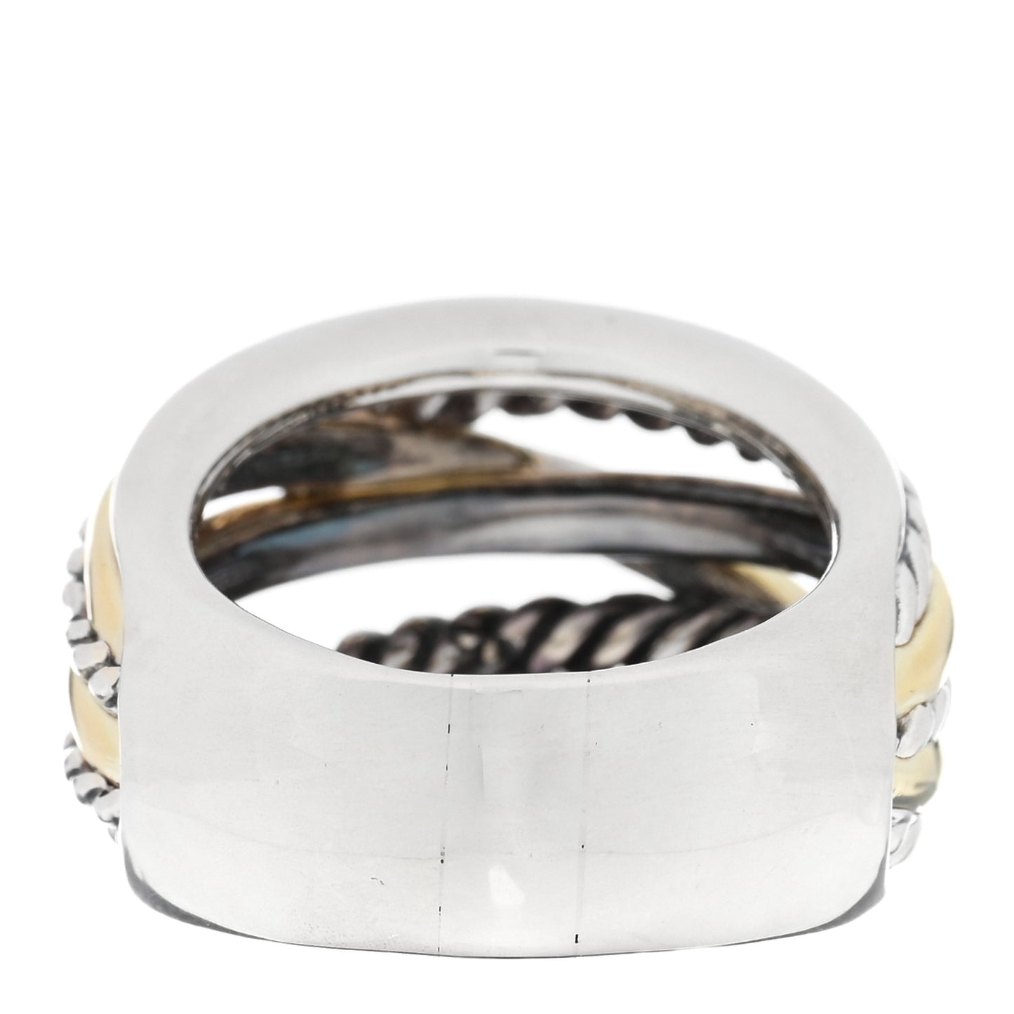 Sterling Silver 14K Yellow Gold Wide Crossover Ring 57 8