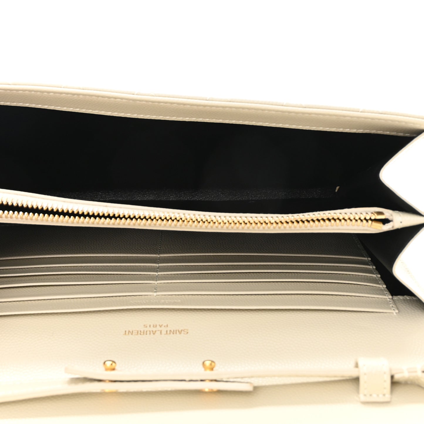 Grain De Poudre Mixed Matelasse Triquilt Monogram Chain Wallet Crema Soft