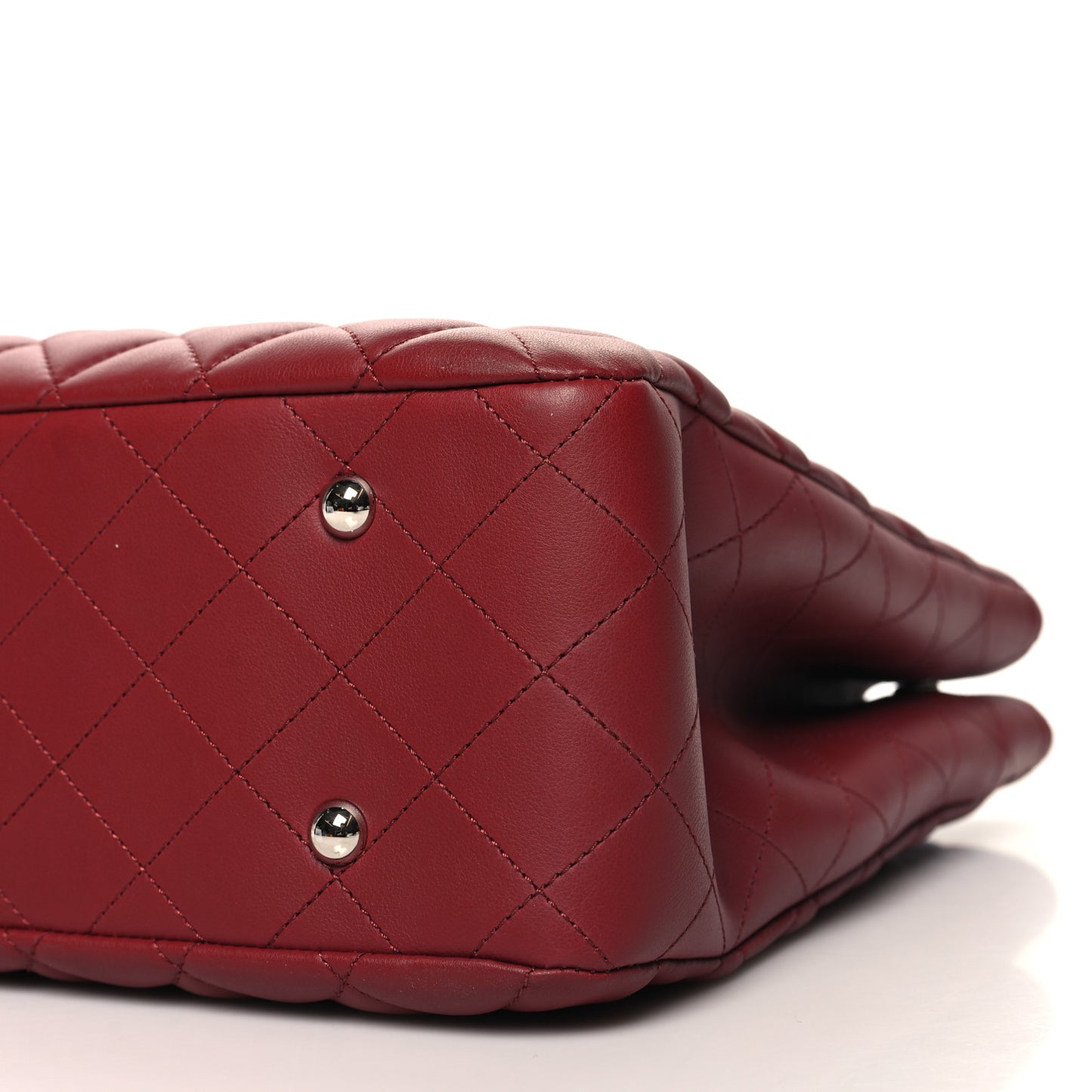 Calfskin Quilted Large Classic Shopping Tote Burgundy