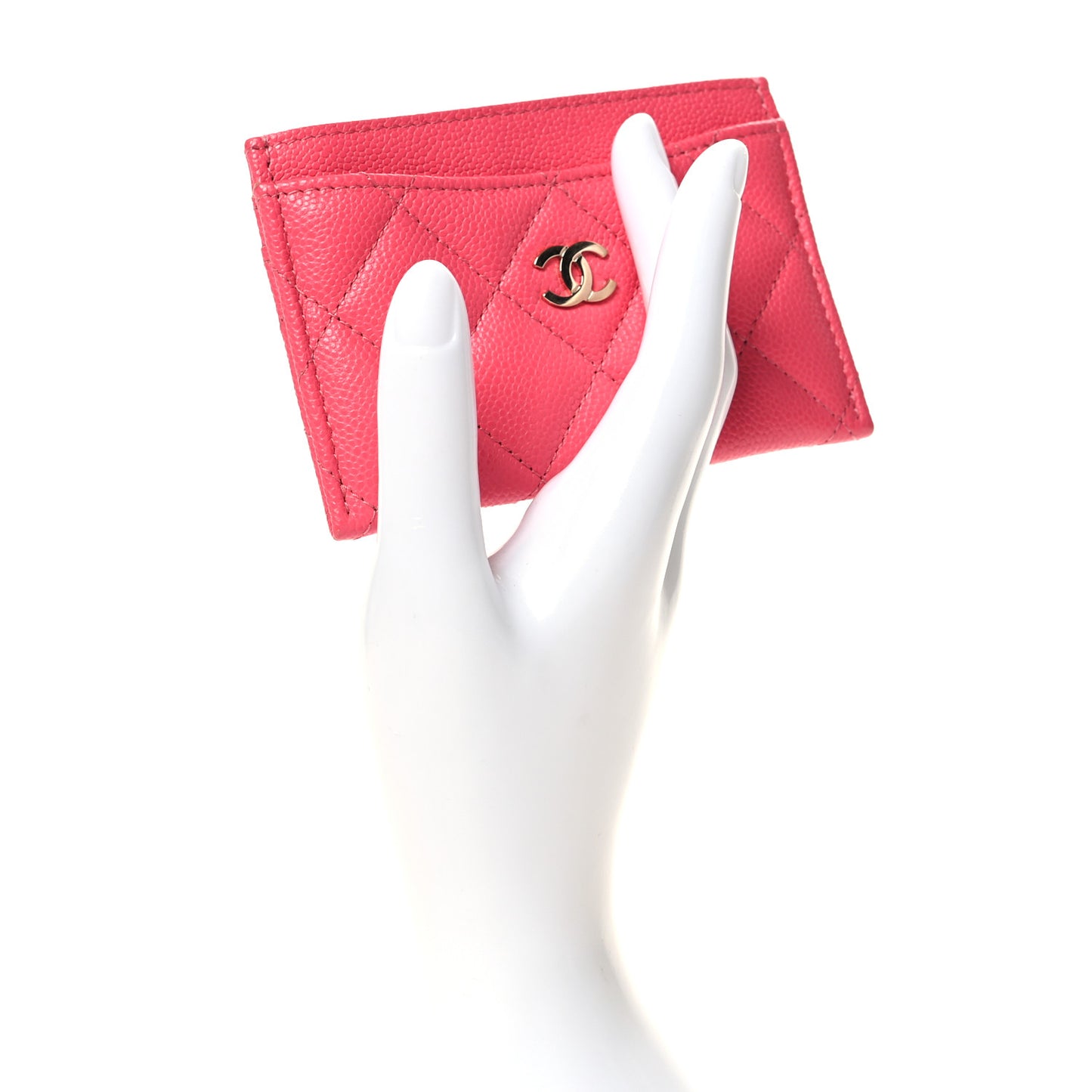 Caviar Quilted Card Holder Pink