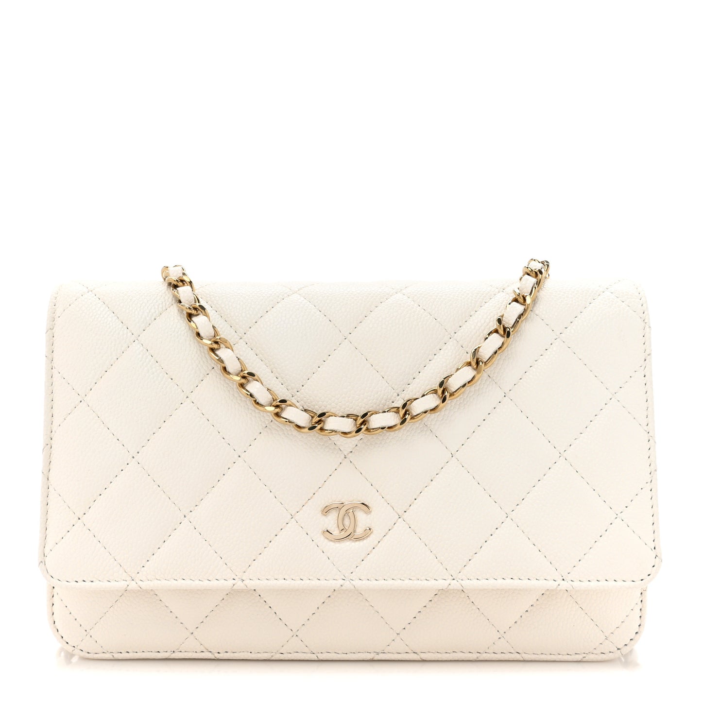 Caviar Quilted Wallet On Chain WOC White