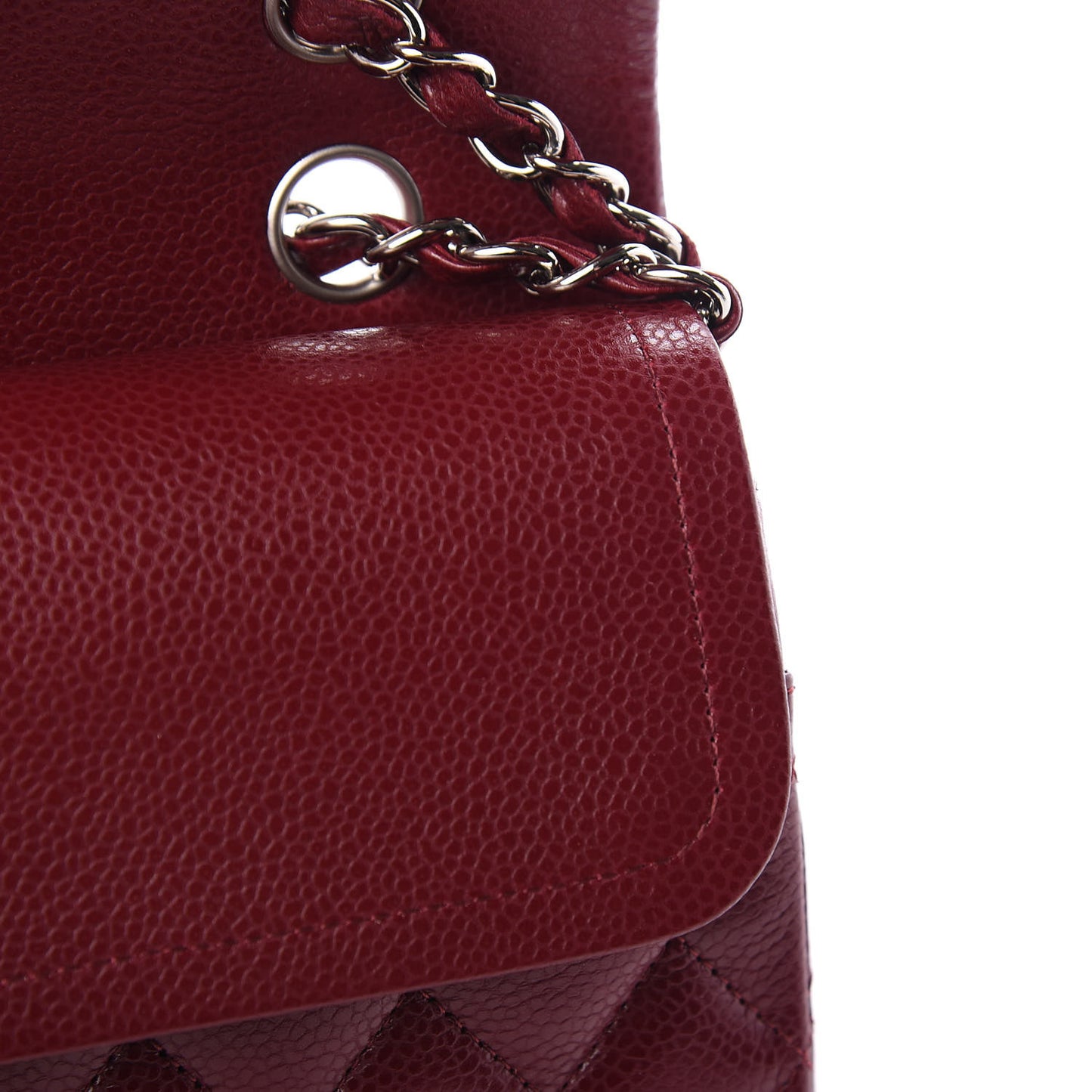 Caviar Quilted Medium Double Flap Dark Red