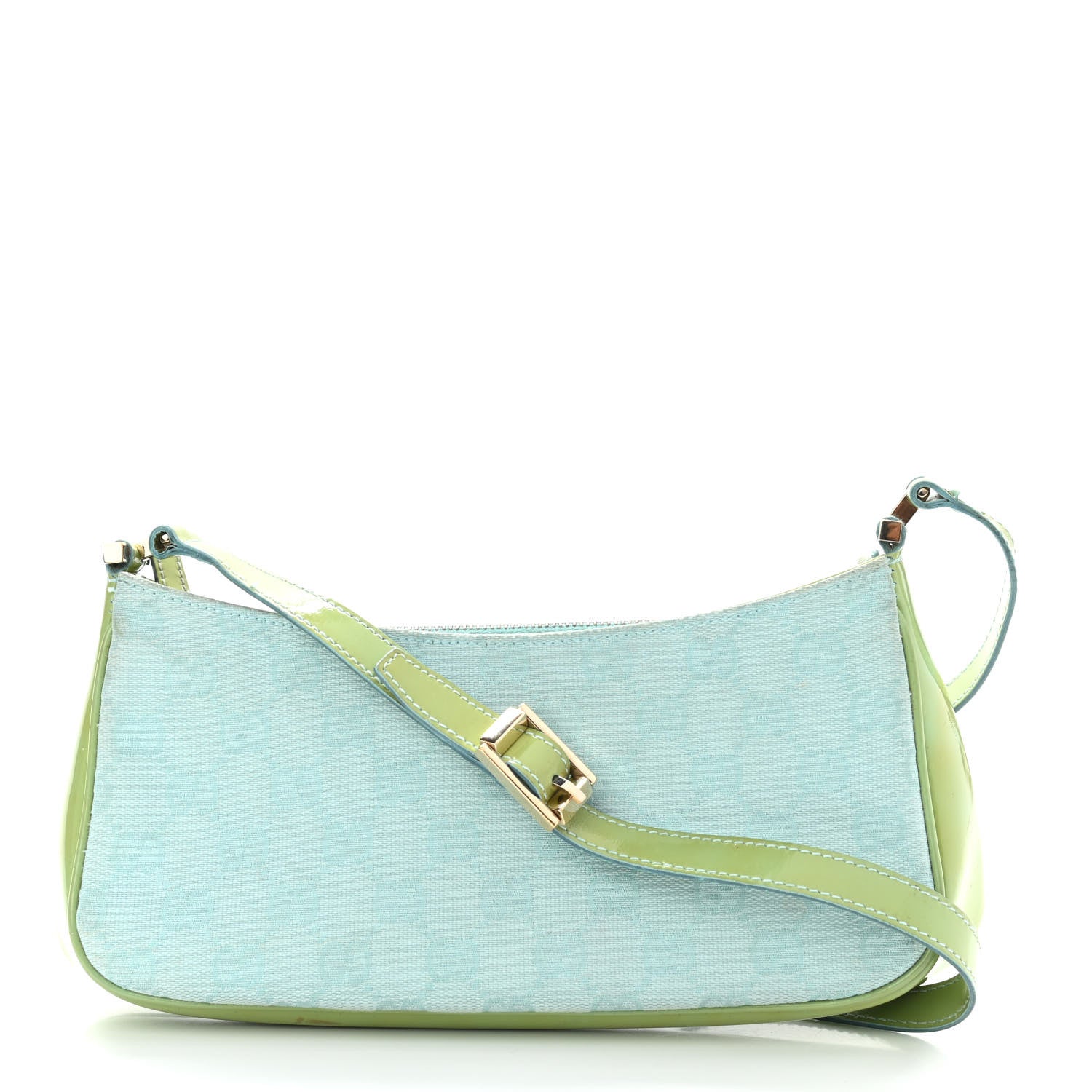 Gucci Canvas Patent Monogram Shoulder Bag Green Blue 993838
