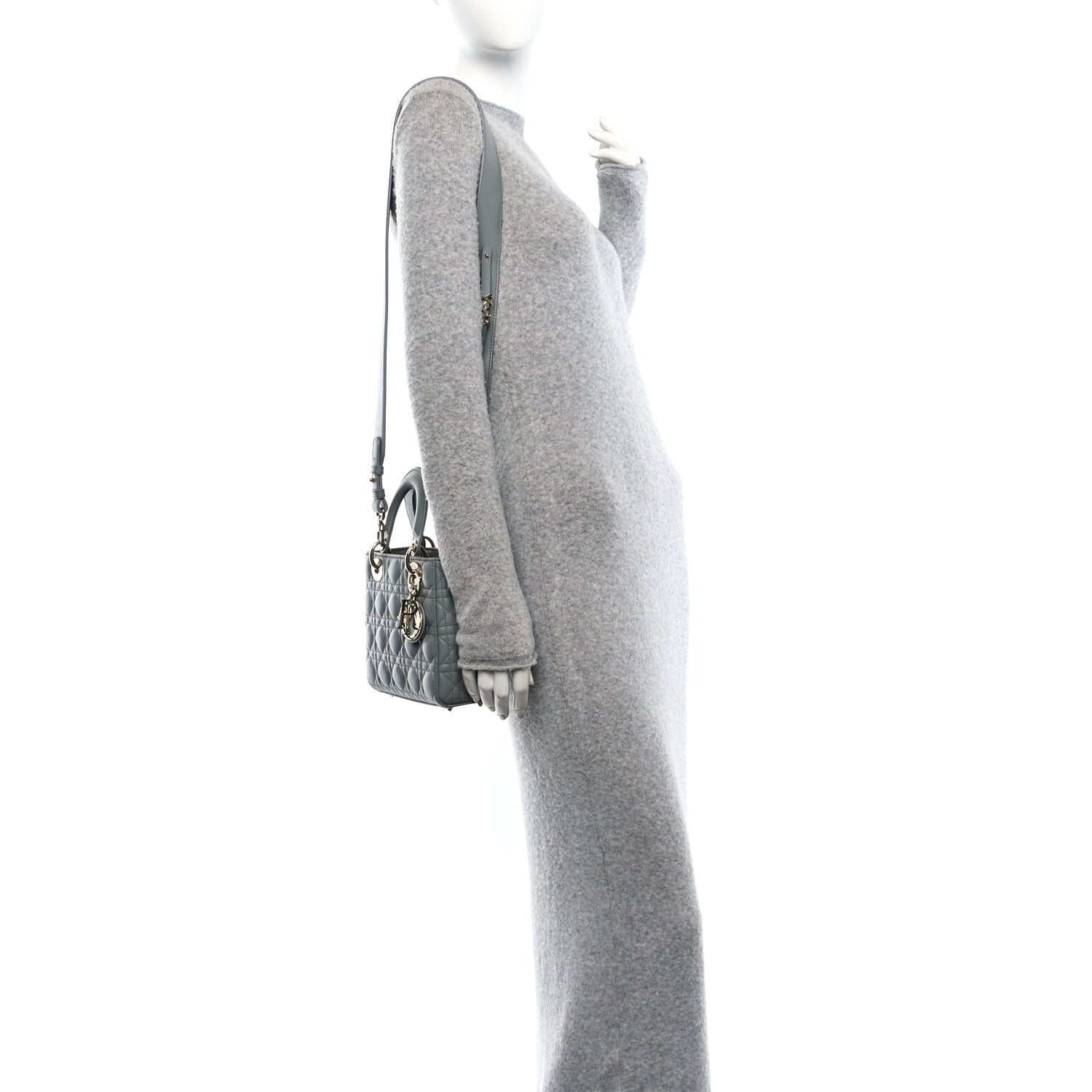 Christian Dior Lambskin Cannage Small My ABCDior Lady Dior Grey 2 of 11