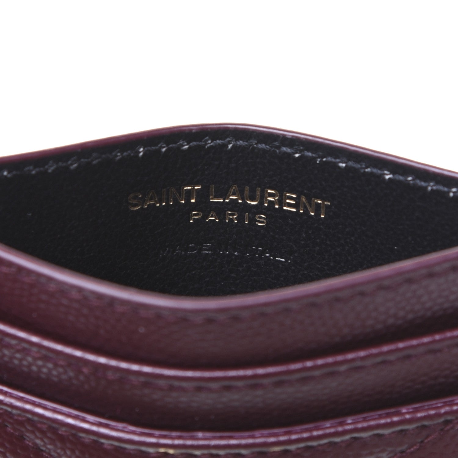 Saint Laurent Grain De Poudre Matelasse Chevron Monogram Credit Card Case Palissandre 6 of 9