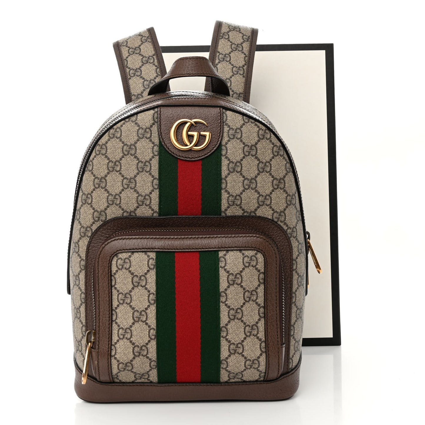 GG Supreme Monogram Calfskin Web Small Ophidia Day Backpack Beige Ebony New Acero