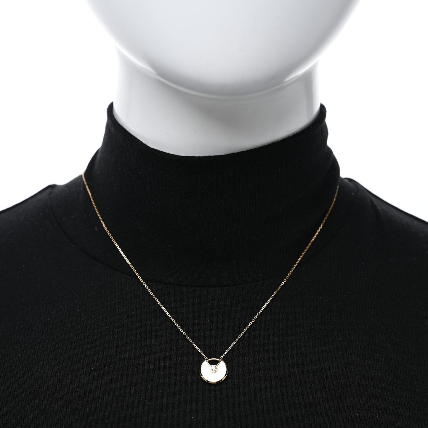 18K Yellow Gold Diamond Mother of Pearl XS Amulette de Cartier Pendant Necklace