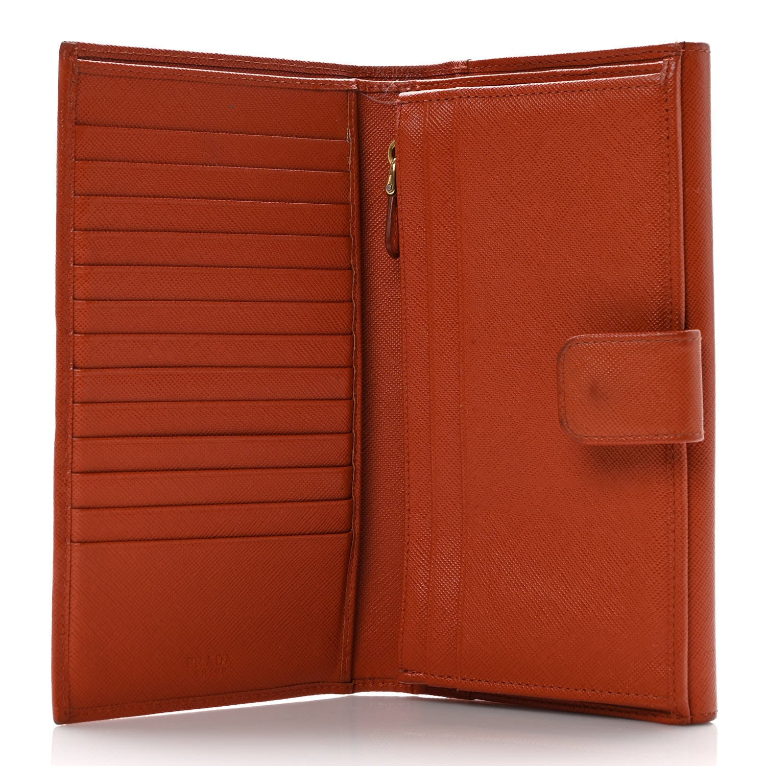 Prada Saffiano Metal Large Compact Flap Wallet Papaya 5 of 11