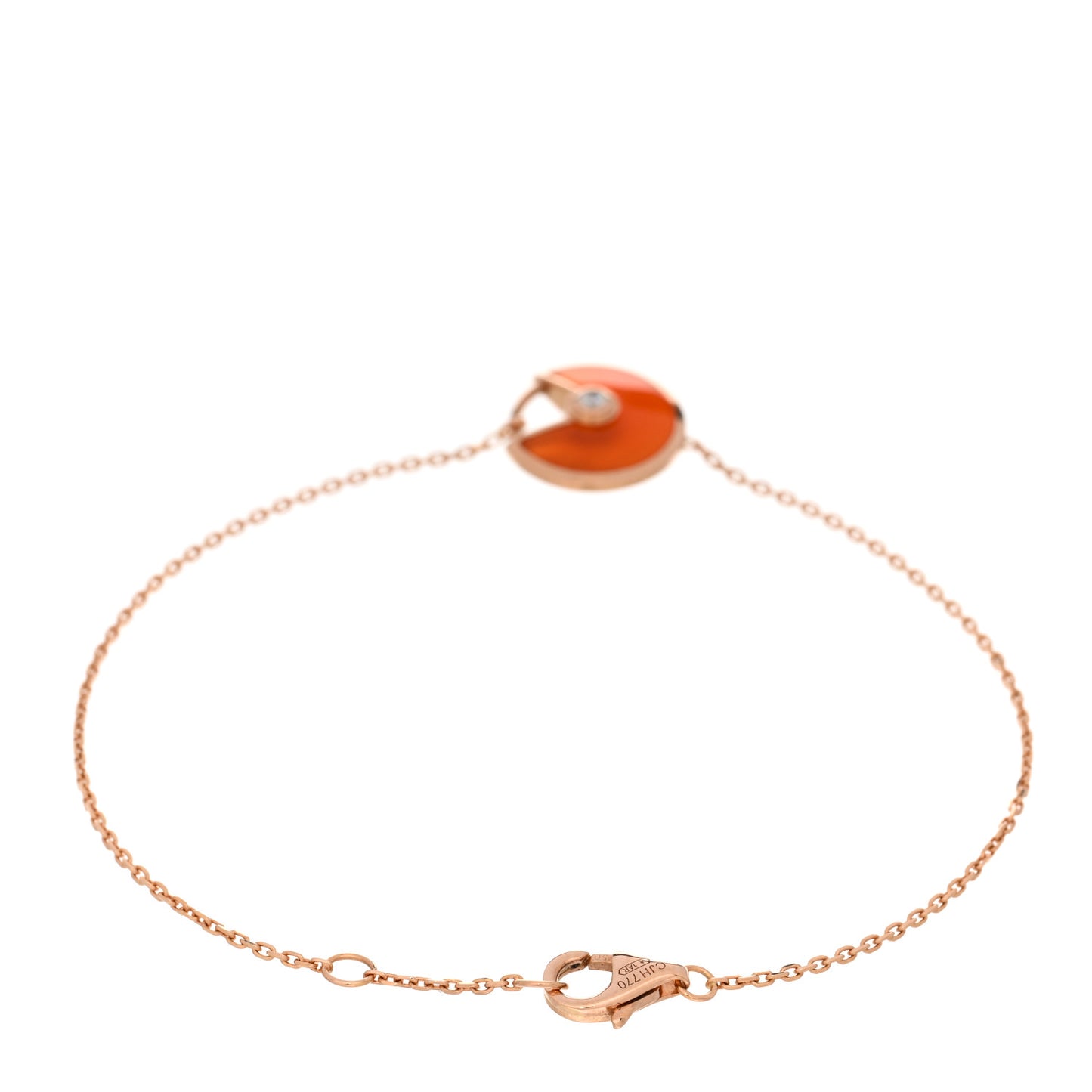 18K Pink Gold Diamond XS Carnelian Amulette de Cartier Bracelet