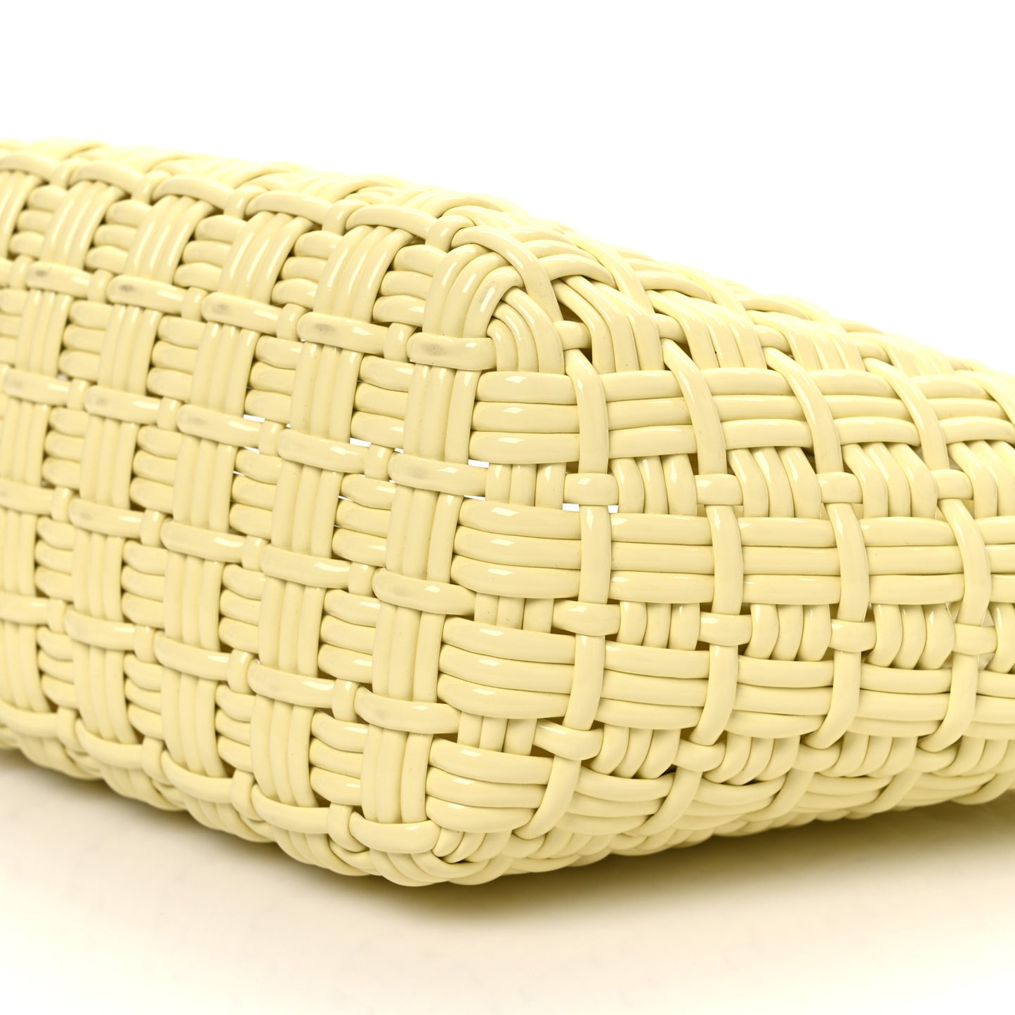 Varnished Faux Calfskin Braided XS Bistro Basket Pale Yellow