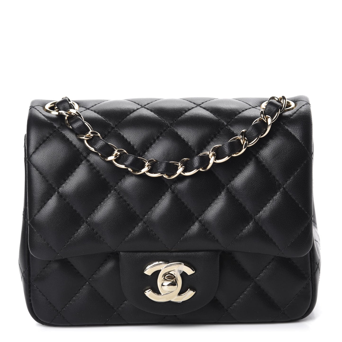 Lambskin Quilted Mini Square Flap Black