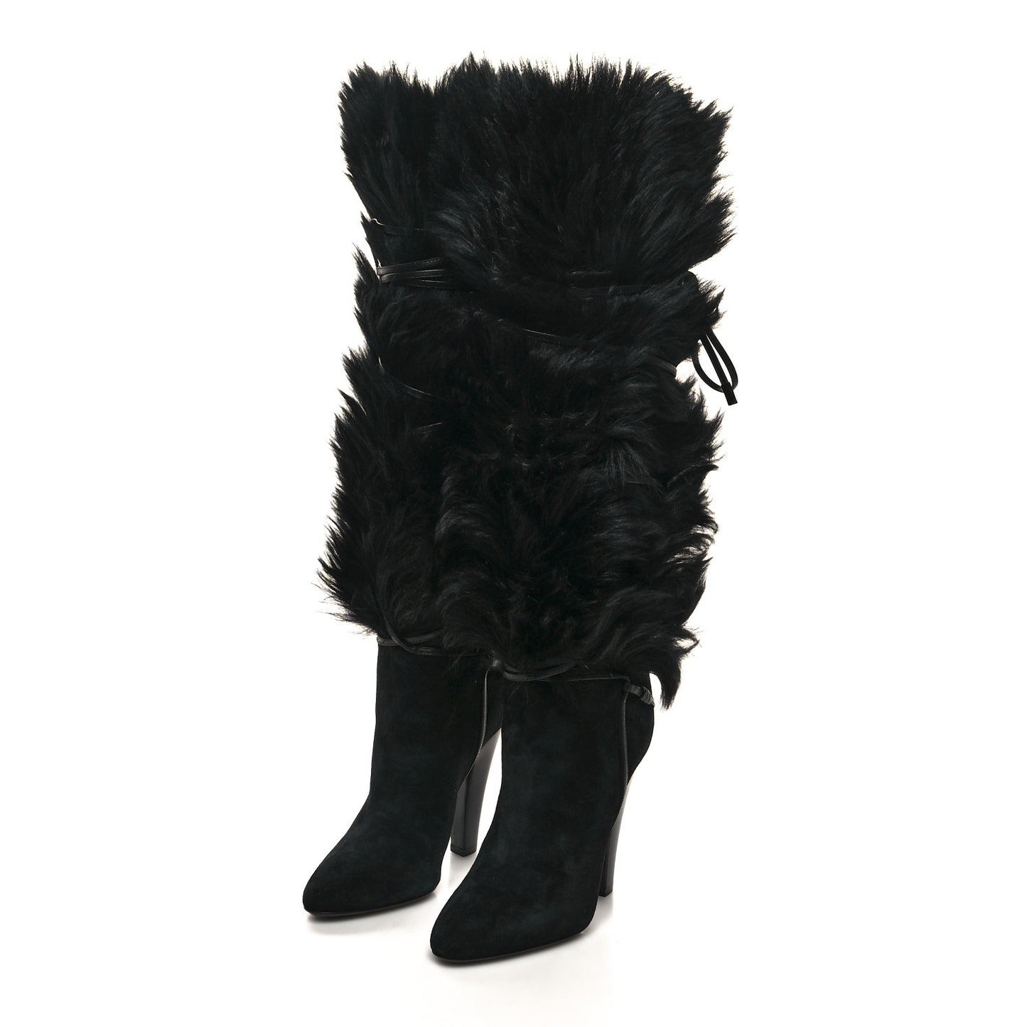 Suede Faux Fur Jokull 105 Over The Knee Boots 38 Black