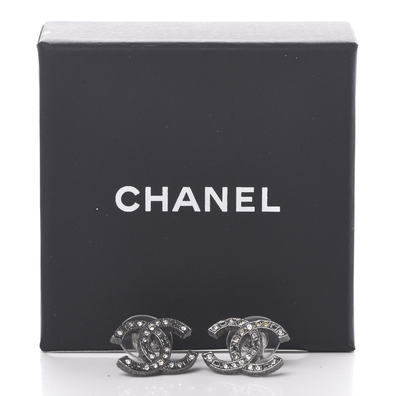 Chanel Ruthenium Crystal CC Earrings 4 of 4