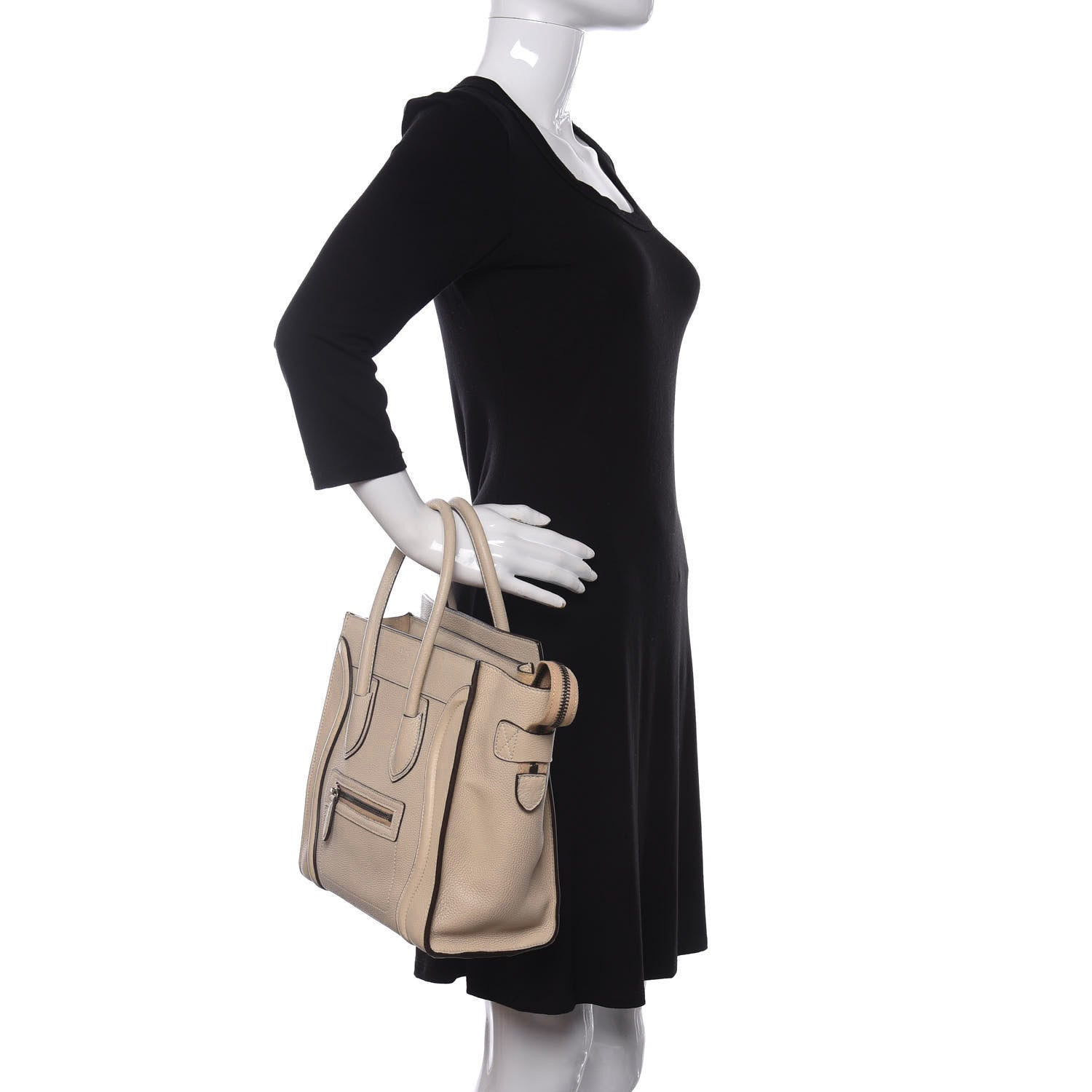 Celine Drummed Calfskin Micro Luggage Dune 2 of 10
