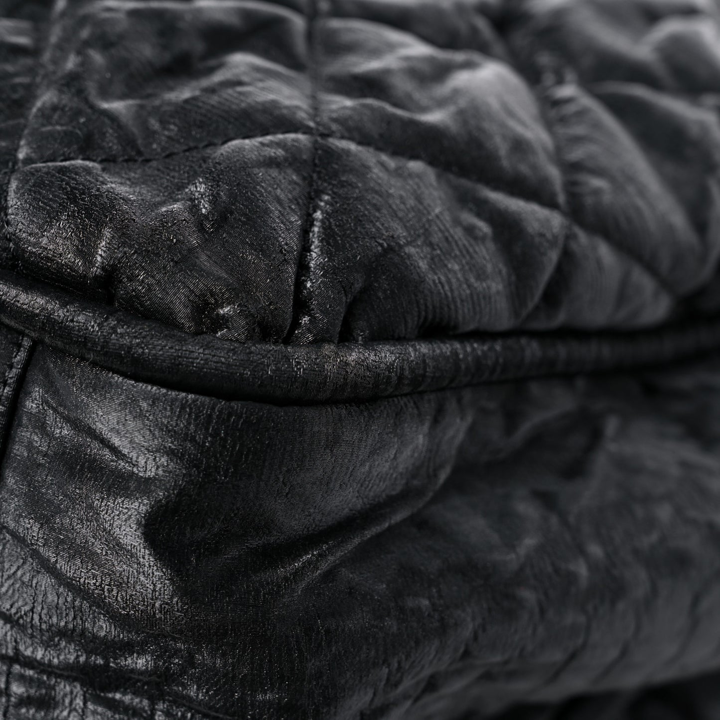 Crinkled Coated Canvas Le Marais Large Tote Black