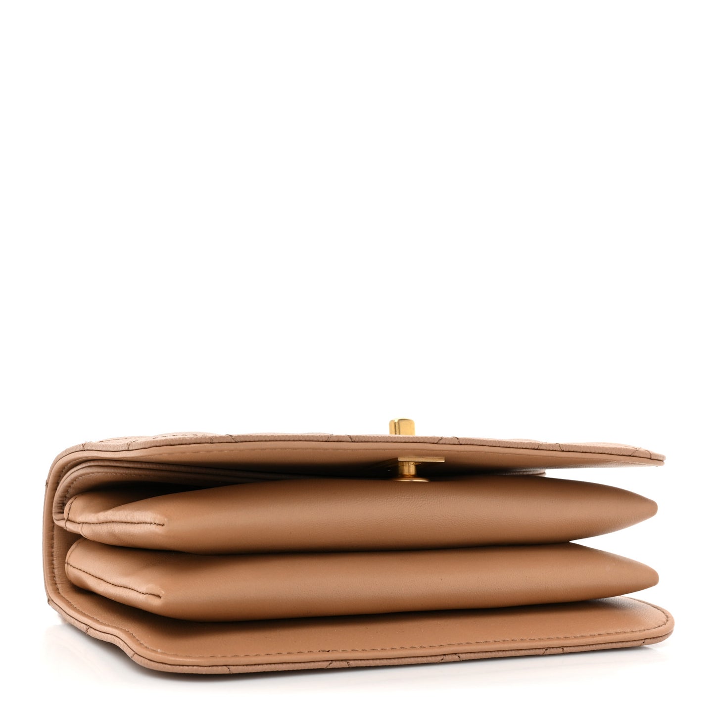 Caviar Quilted Mini Top Handle Flap Camel