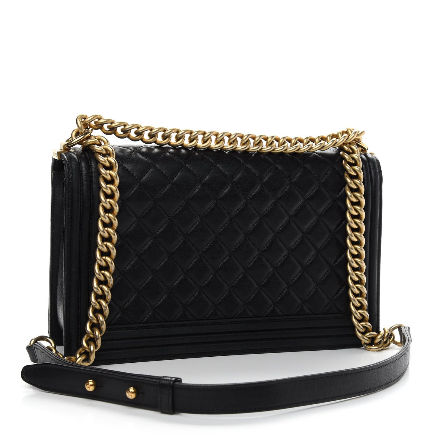 Lambskin Quilted New Medium Boy Flap Black