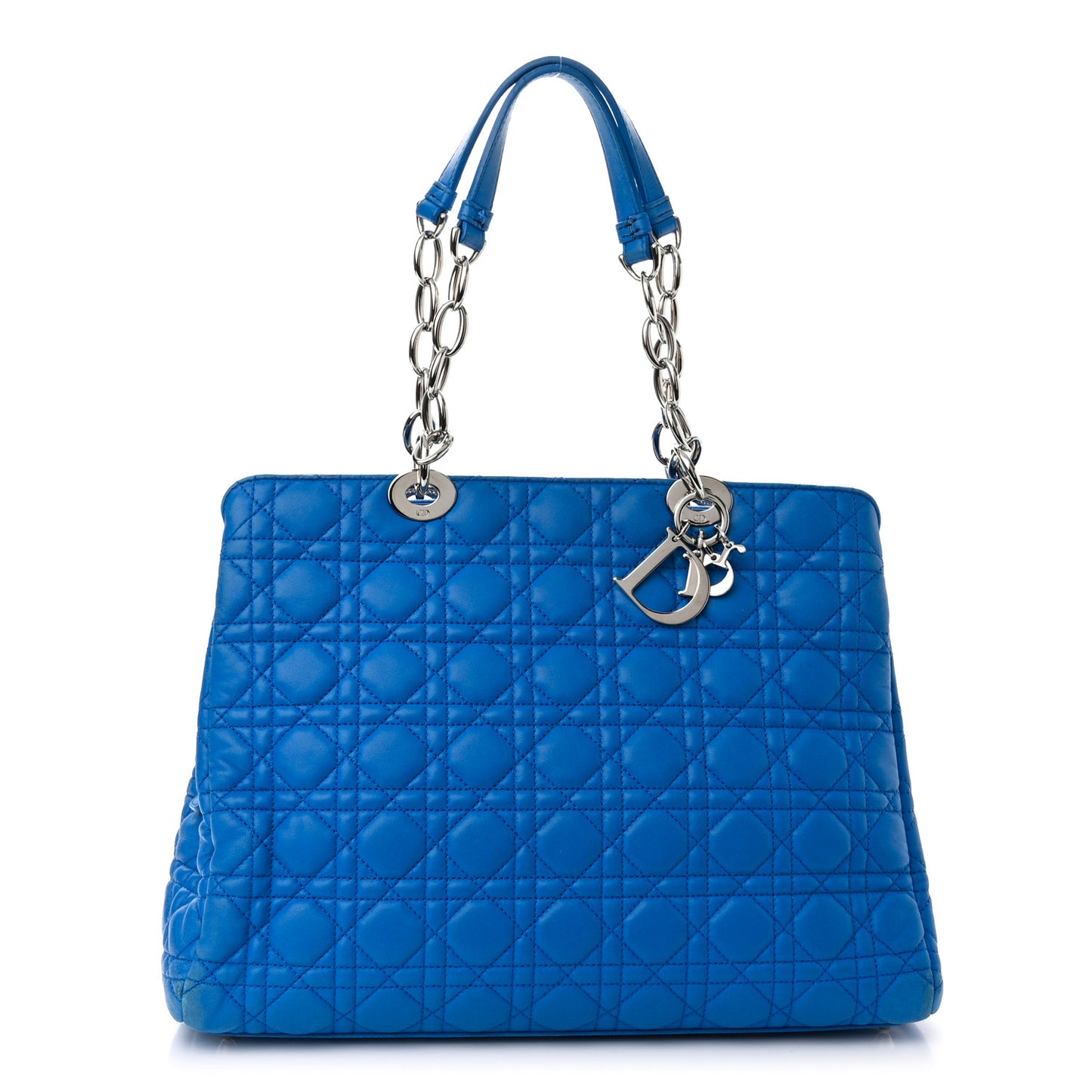 Lambskin Cannage Large Dior Soft Shopping Tote Blue