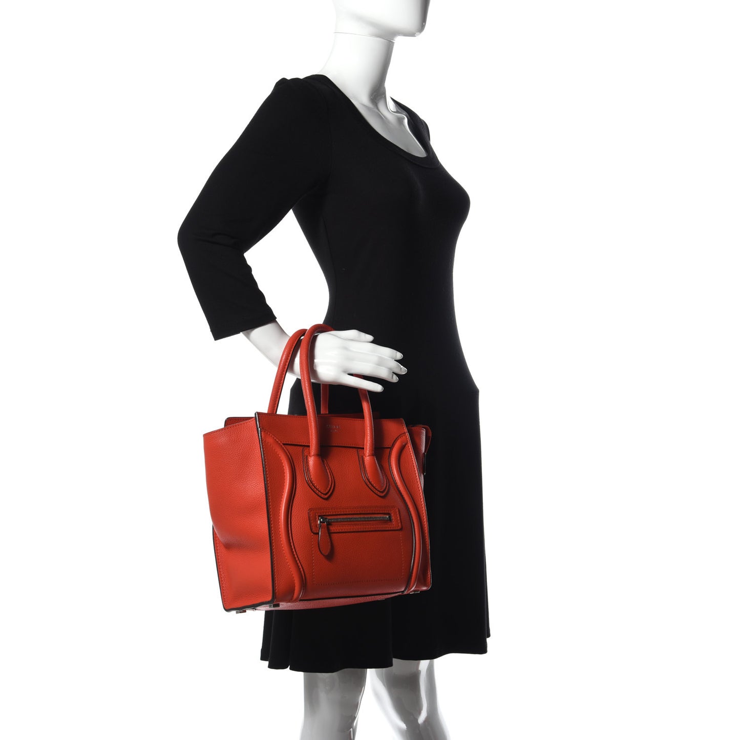 Drummed Calfskin Micro Luggage Vermillion