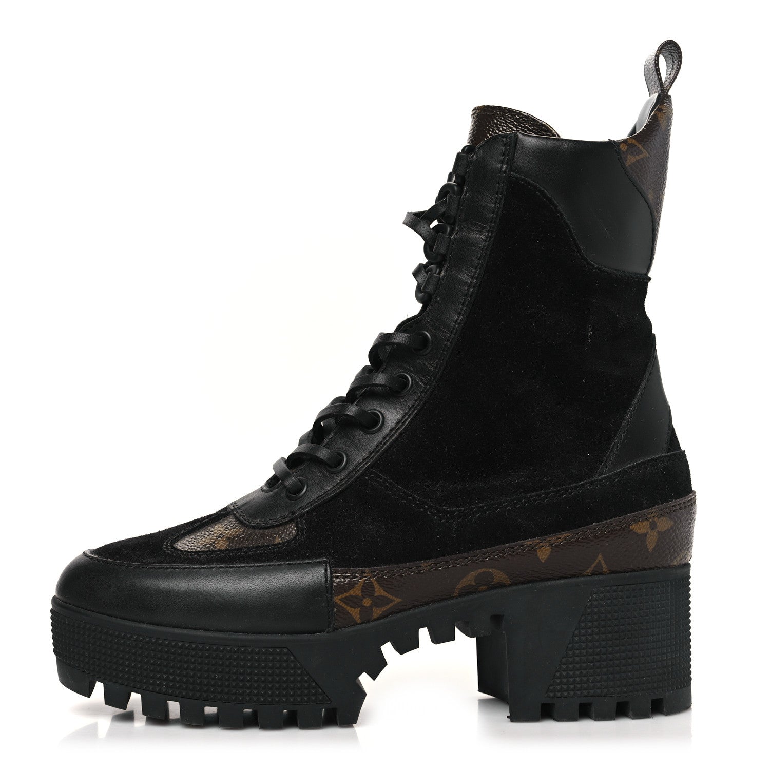 Louis Vuitton Suede Calfskin Monogram Laureate Platform Desert Boots 35 Black 1 of 9