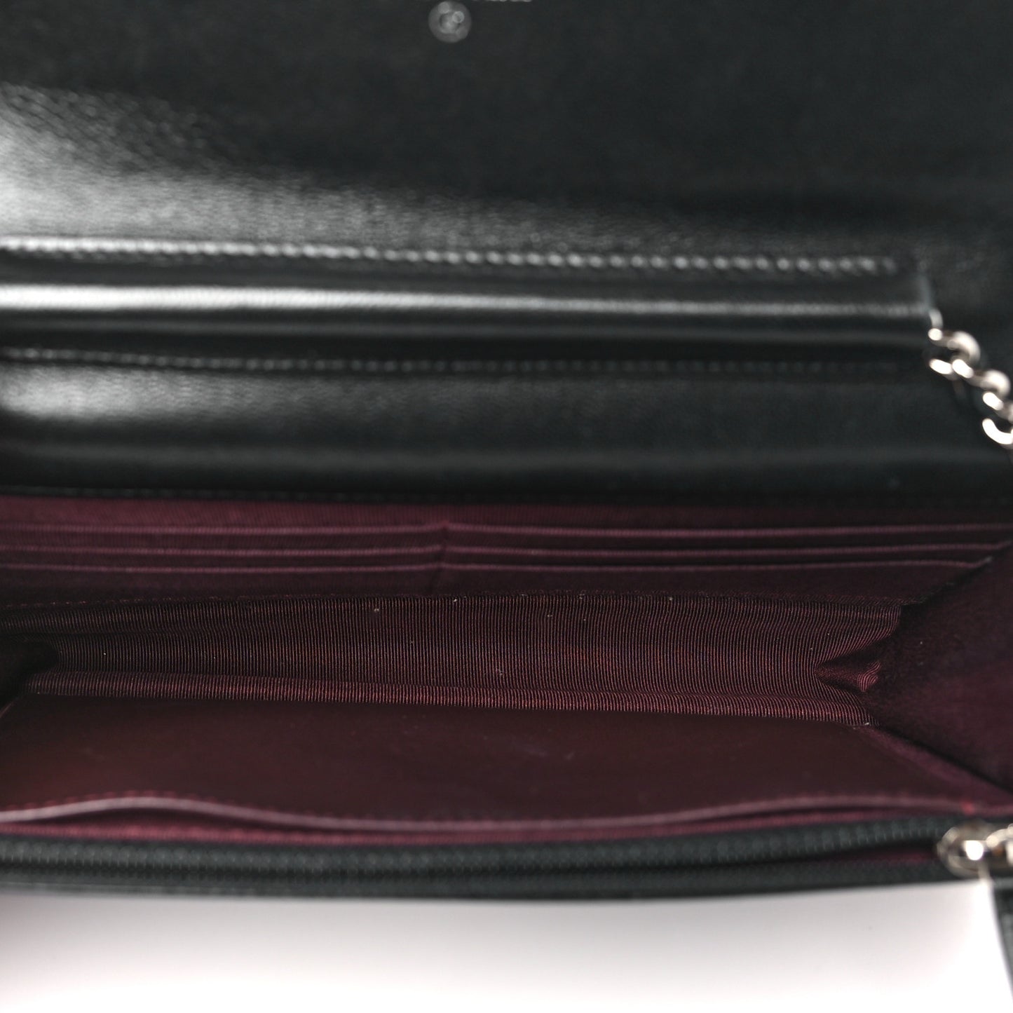Lambskin Quilted Wallet On Chain WOC Black