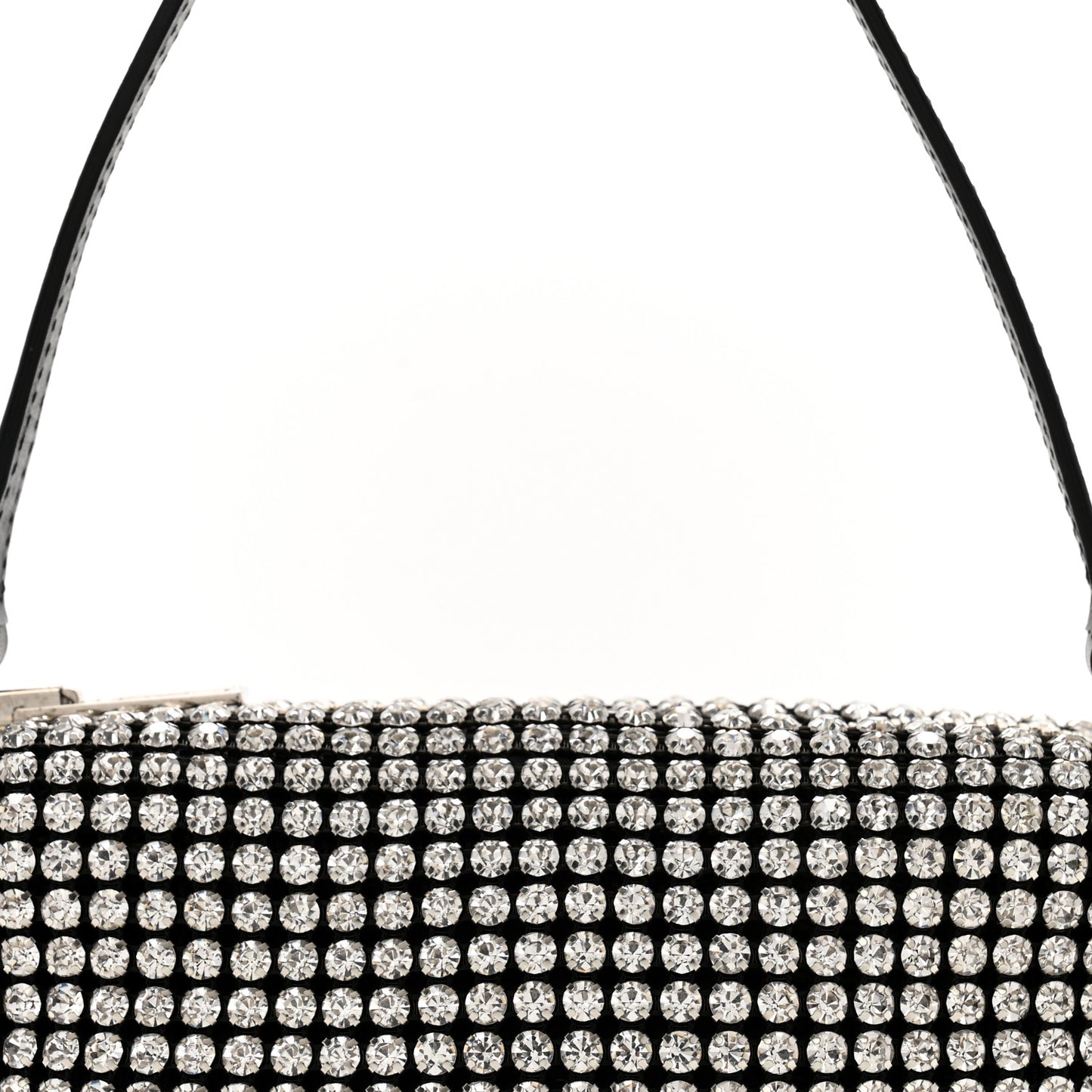 Mesh Crystal Rhinestone Mini Heiress Pouch Black Silver